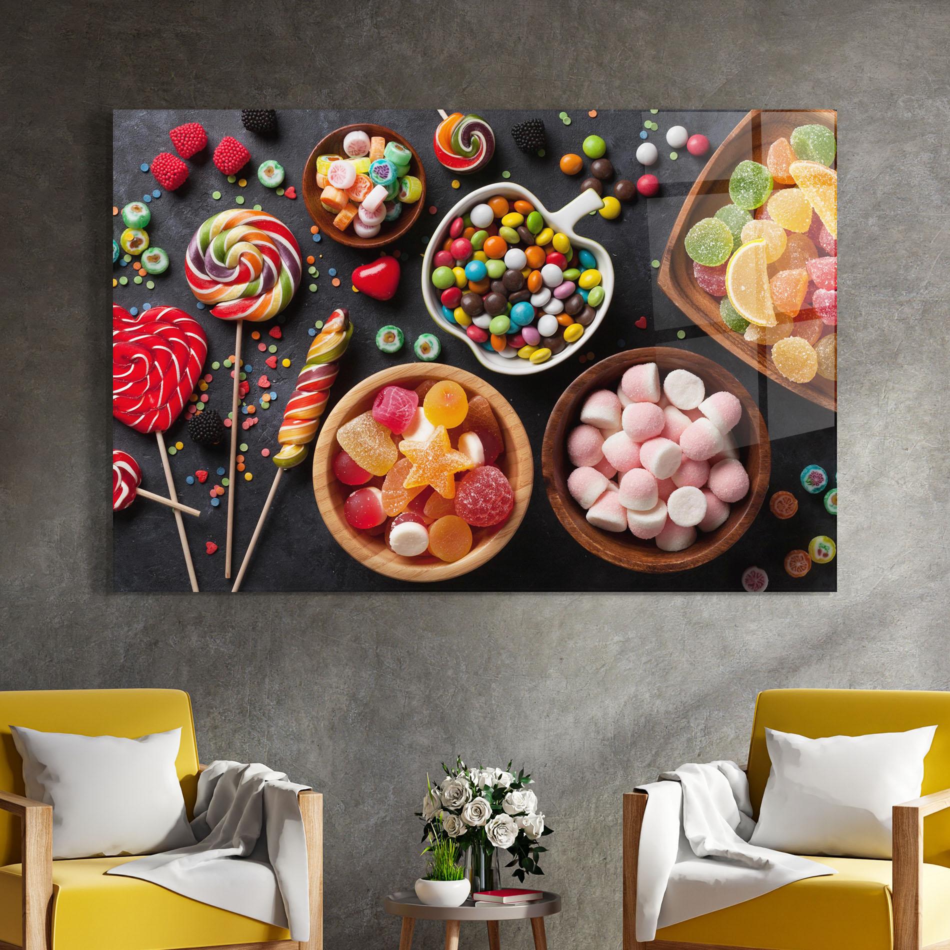 Glasbild Colorful Candies mockup 4