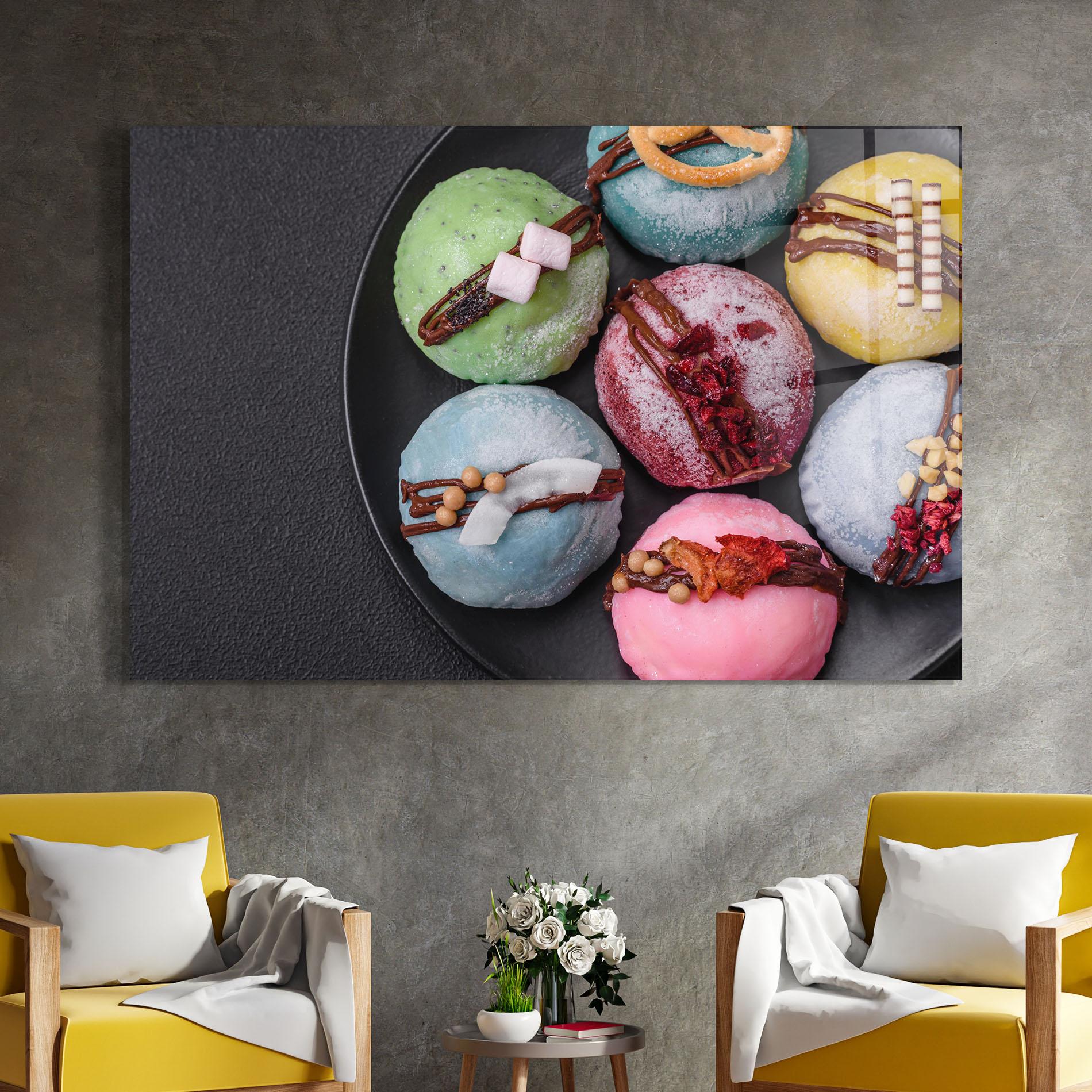 Glasbild Colorful Mochi Desserts mockup 4