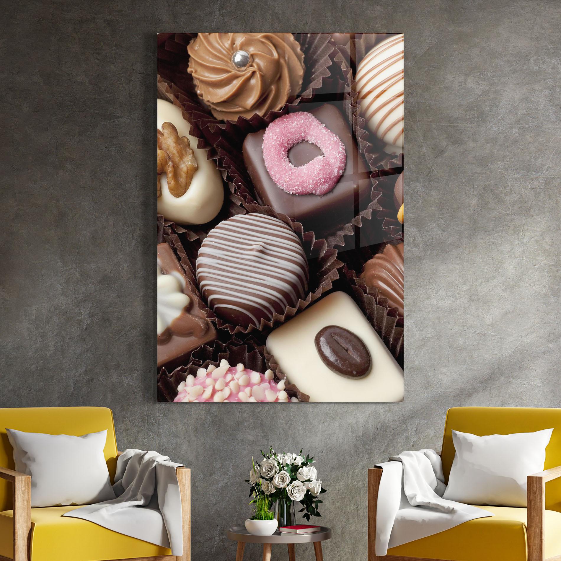 Glasbild Chocolate Bonbons mockup 4