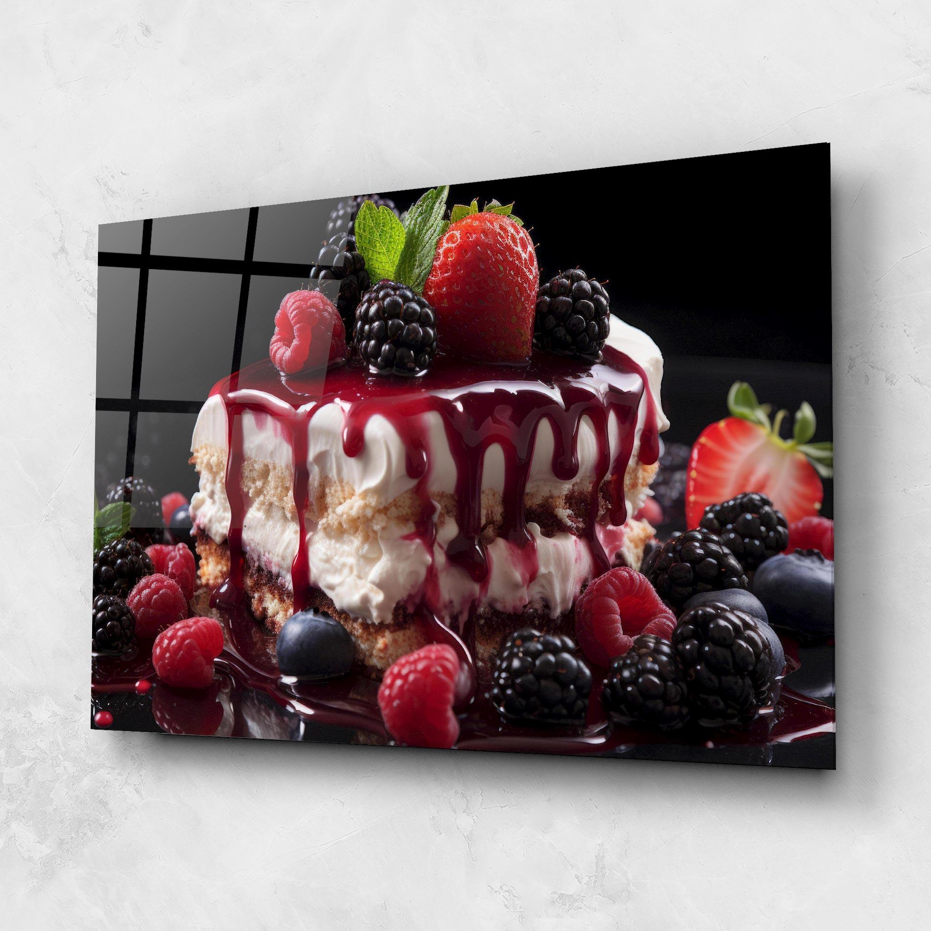 Glasbild Berries Cream Dessert mockup 1