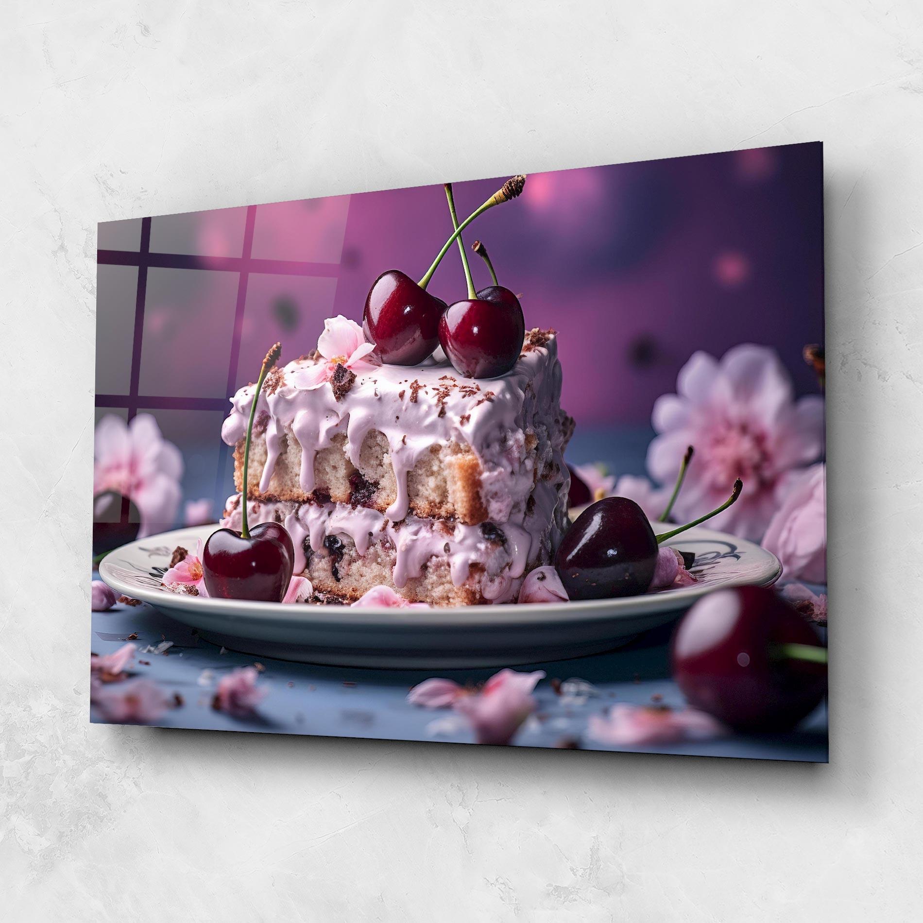 Glasbild Cherries Plate mockup 1
