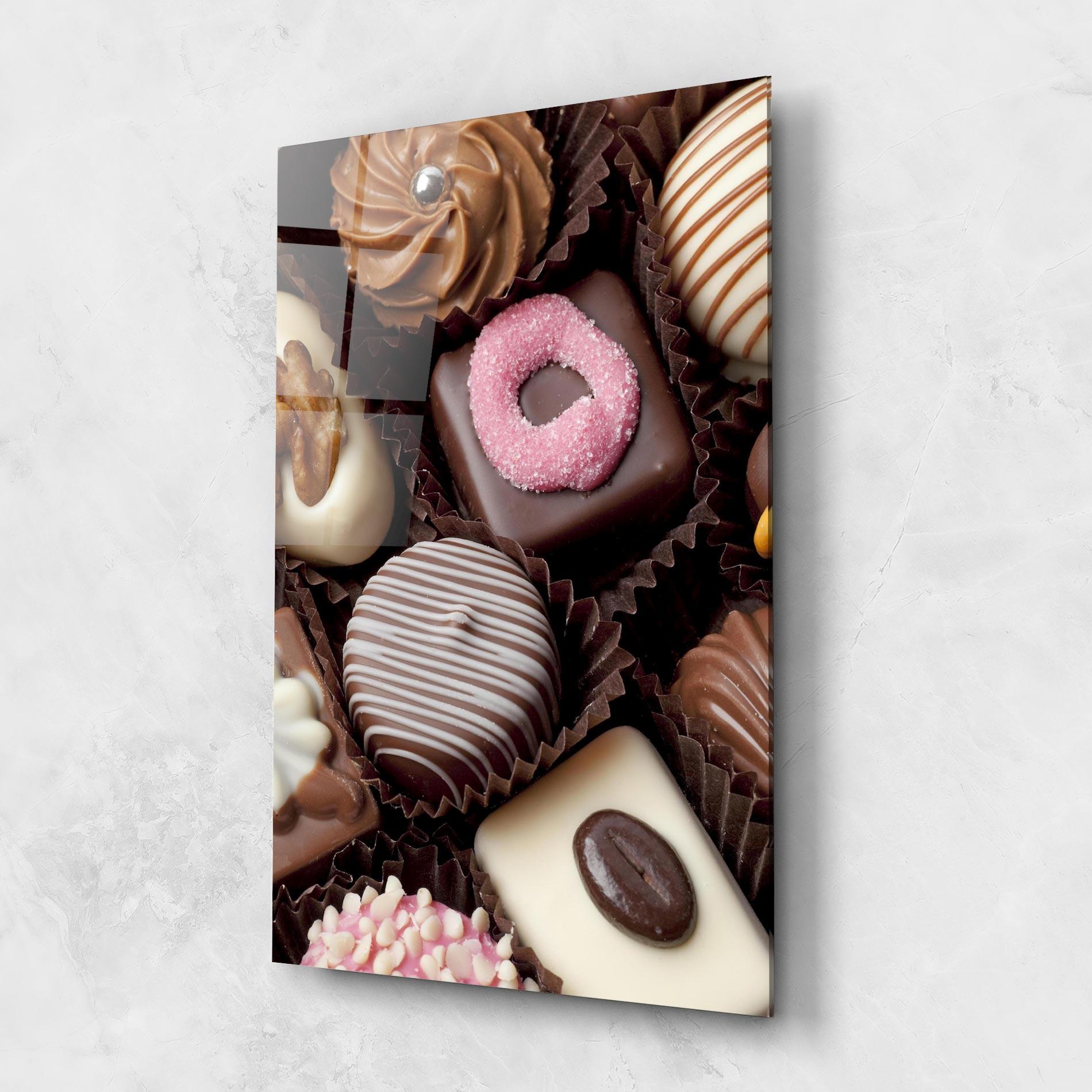 Glasbild Chocolate Bonbons mockup 1