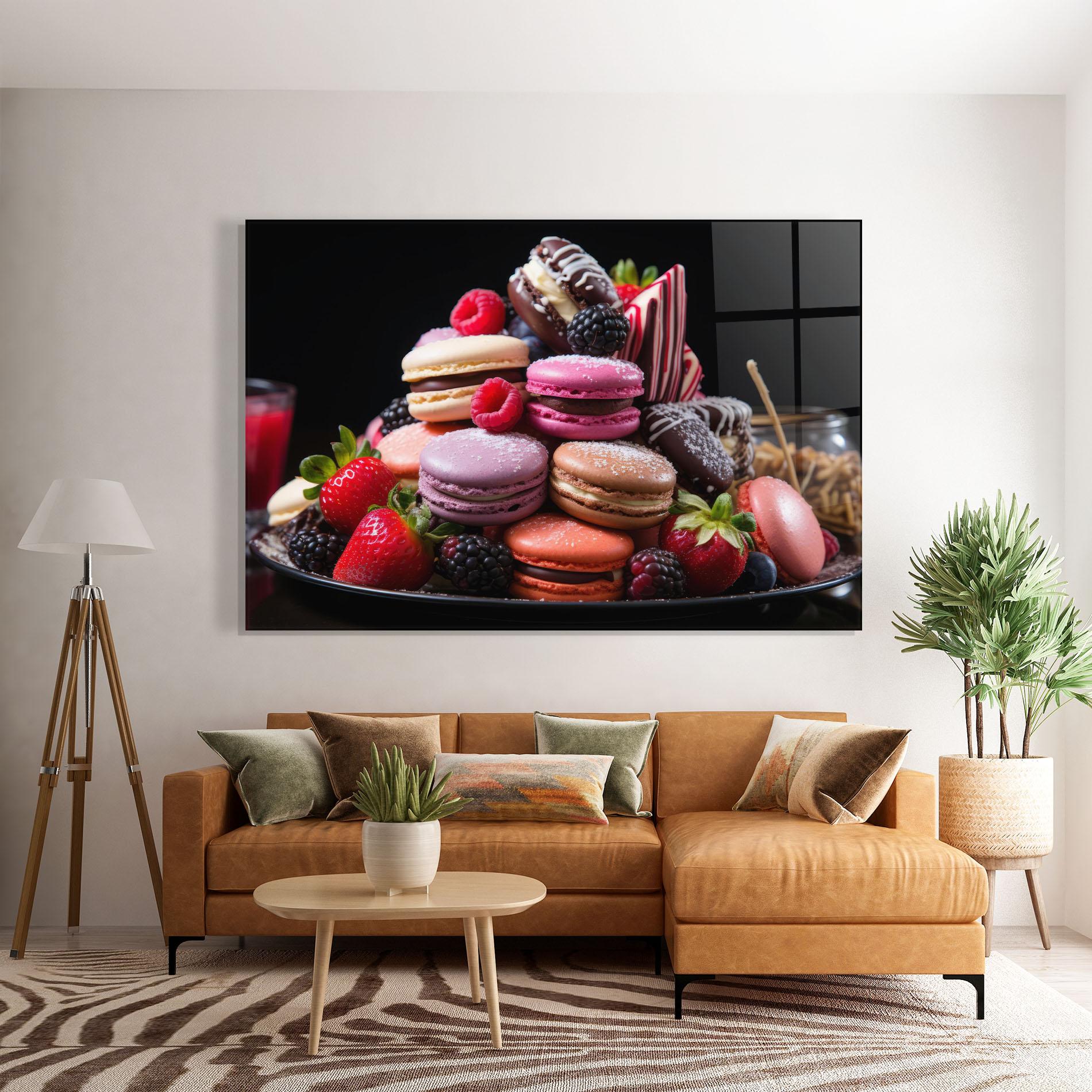 Glasbild Berries Macarons mockup 7