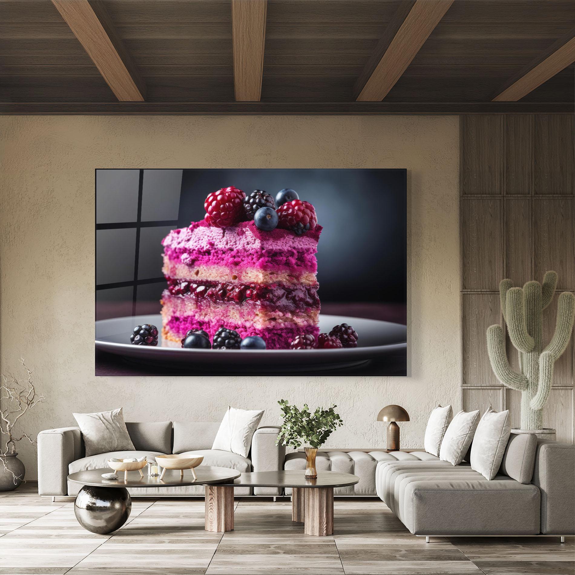 Glasbild Berries Cake mockup 8