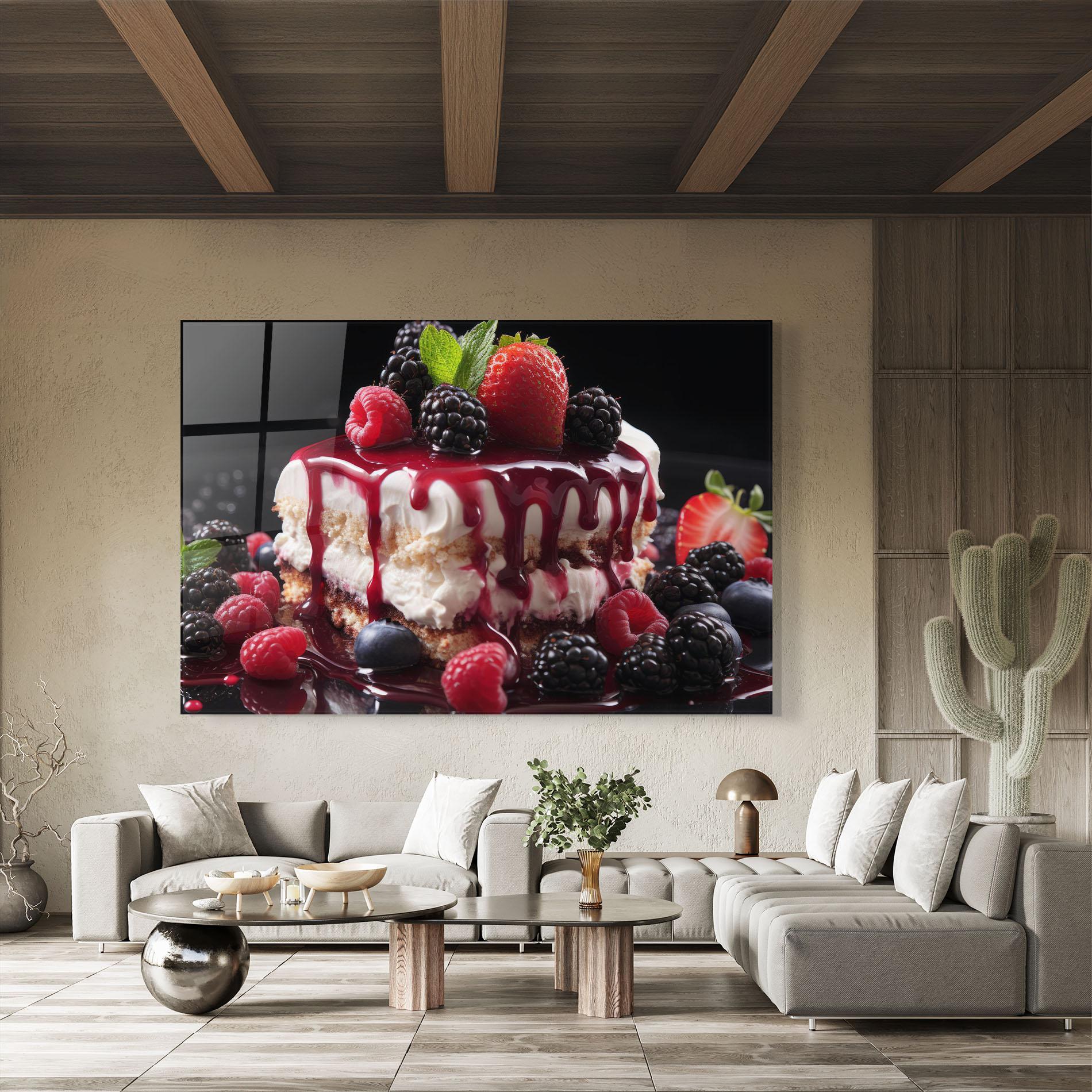 Glasbild Berries Cream Dessert mockup 8