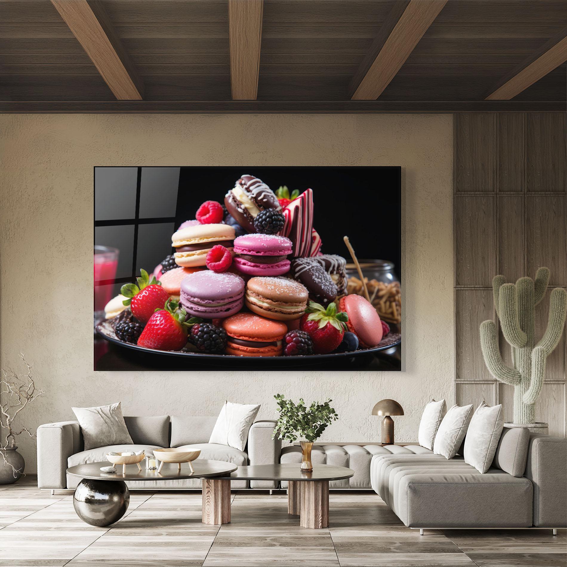 Glasbild Berries Macarons mockup 8