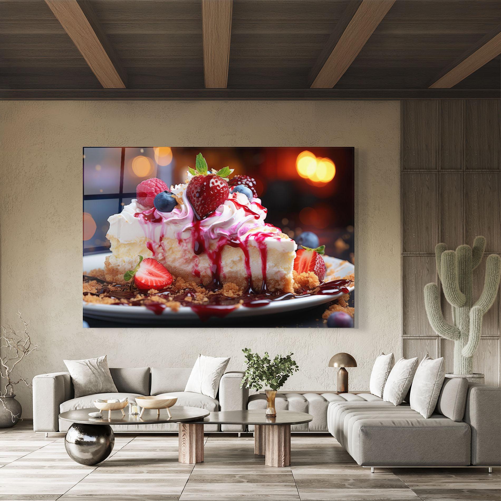 Glasbild Cheesecake Berries mockup 8