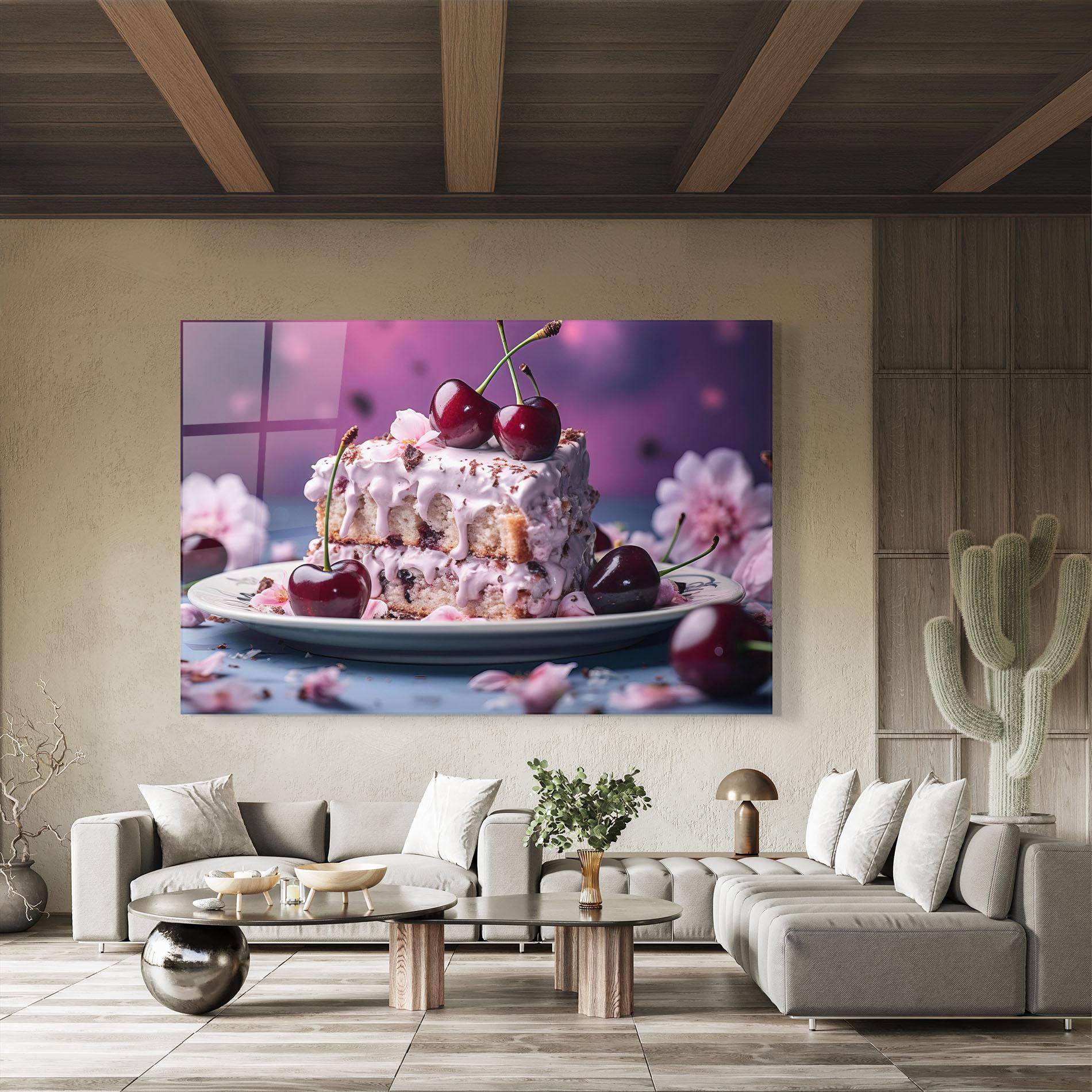 Glasbild Cherries Plate mockup 8