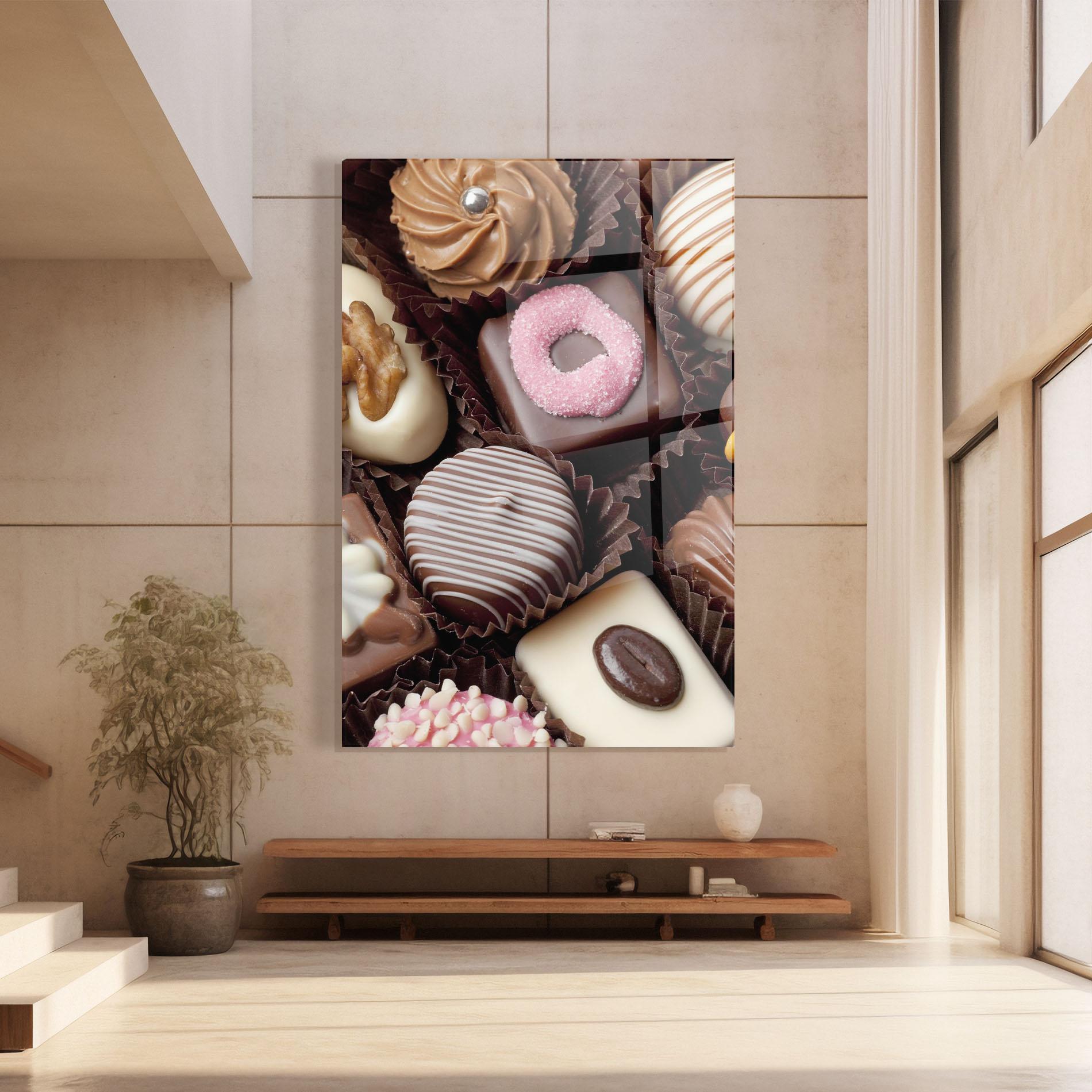 Glasbild Chocolate Bonbons mockup 8