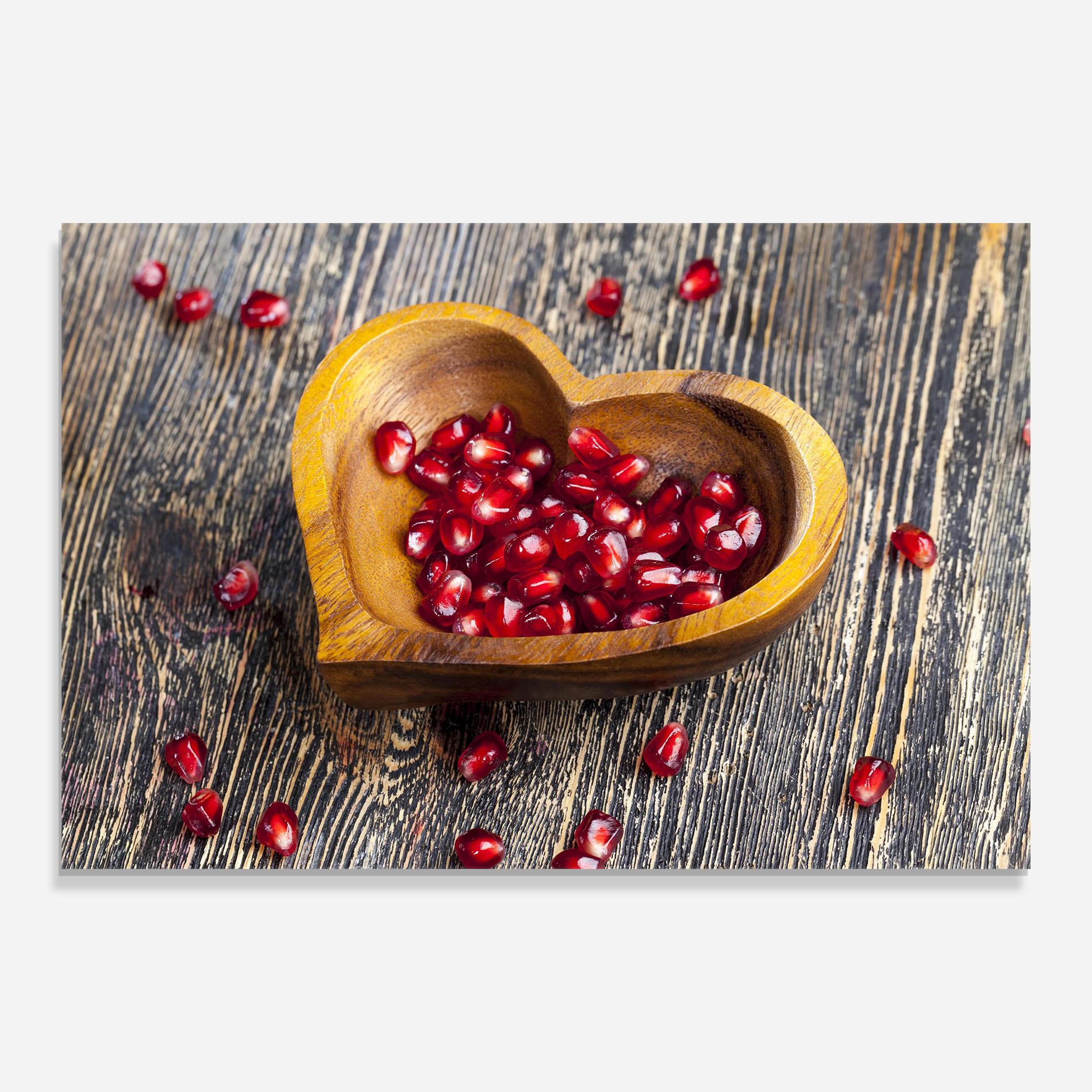 Glasbild Heart Pomegranate Seeds mockup 0