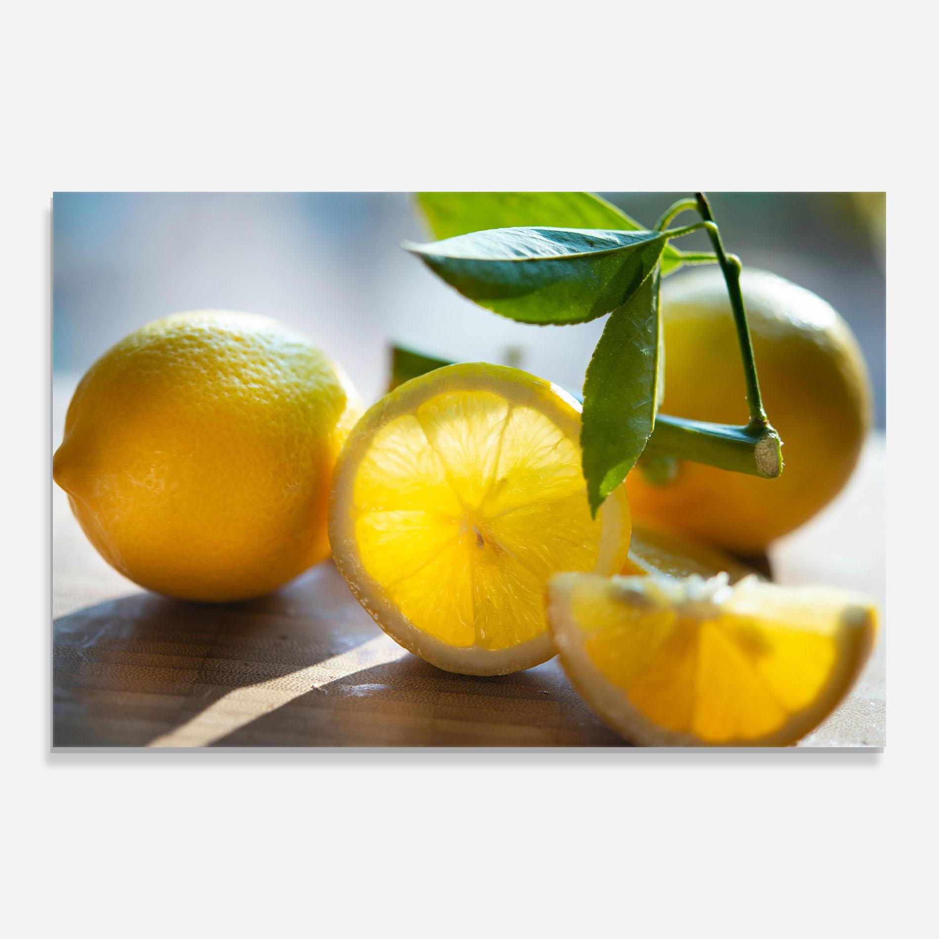 Glasbild Lemon In The Sun mockup 0