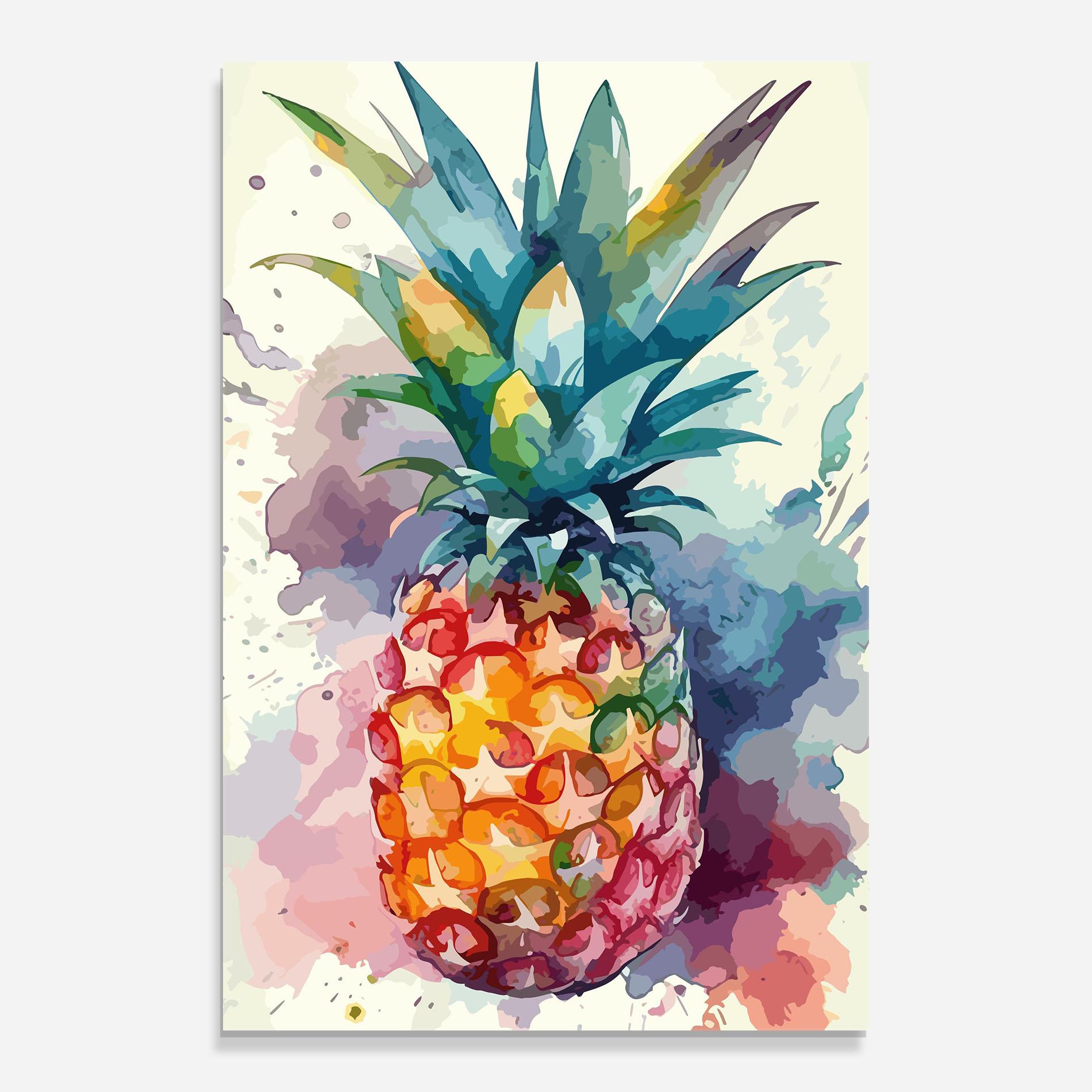 Glasbild Colorful Pineapple mockup 0