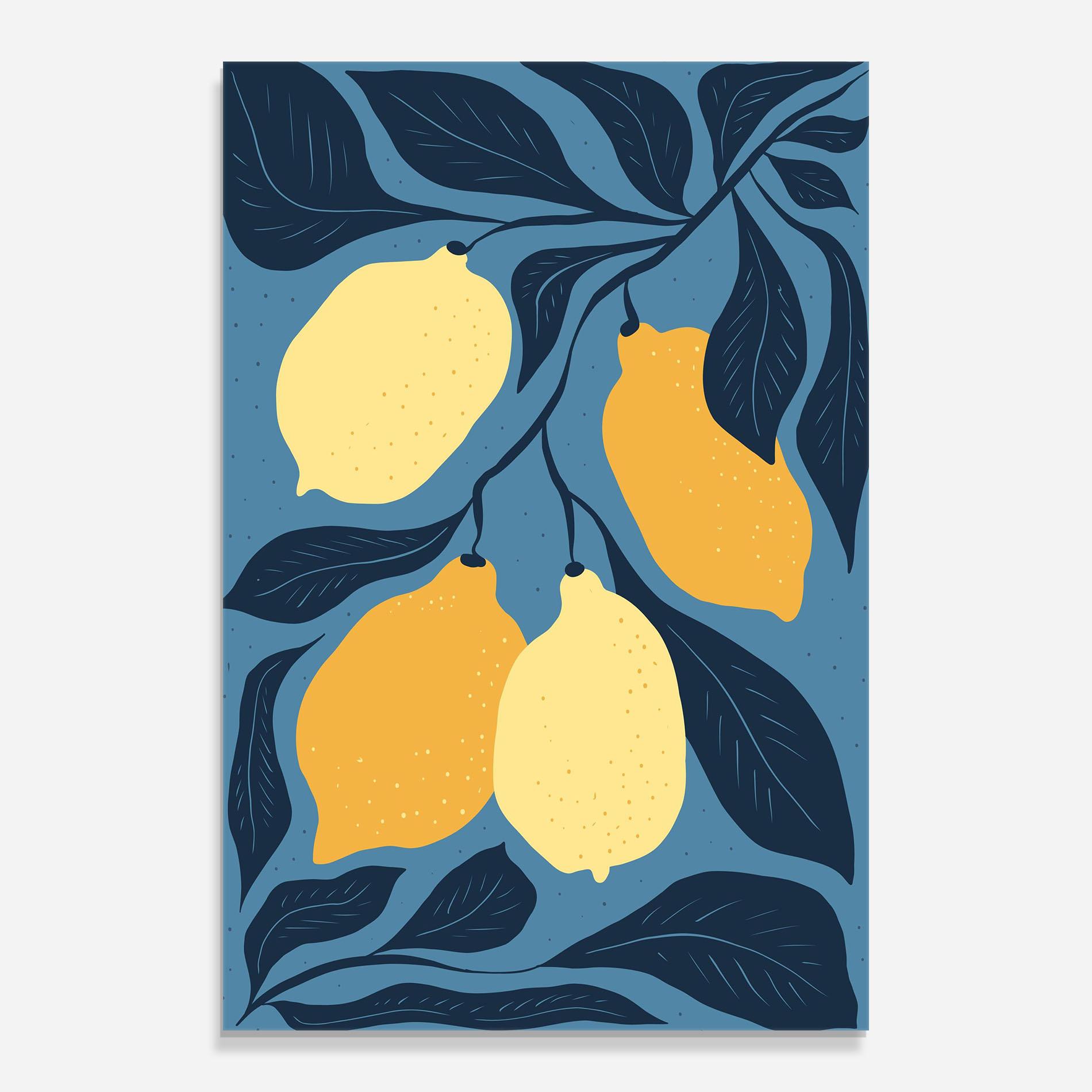 Glasbild Lemon On Blue mockup 0