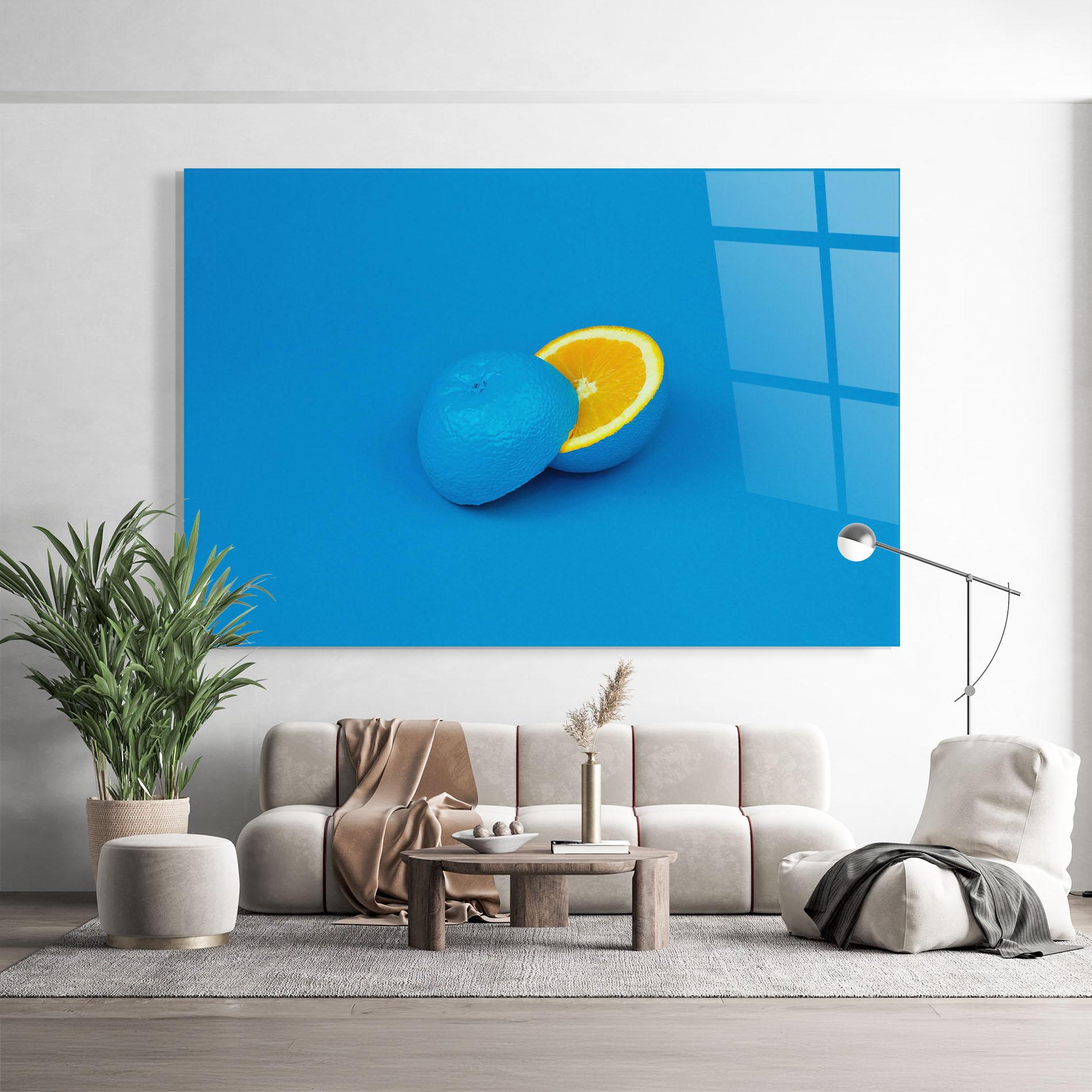 Glasbild Blue Orange mockup 9