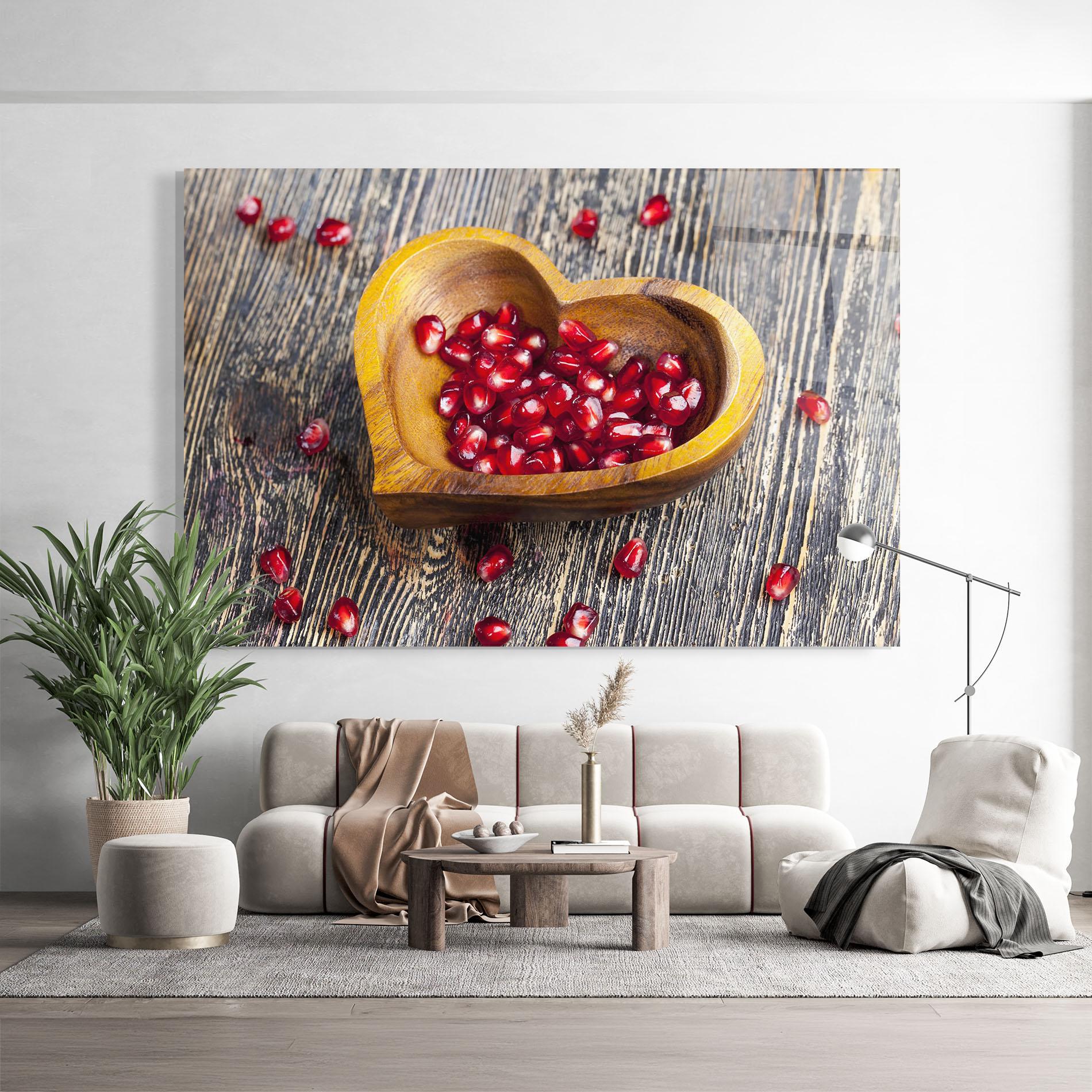Glasbild Heart Pomegranate Seeds mockup 9
