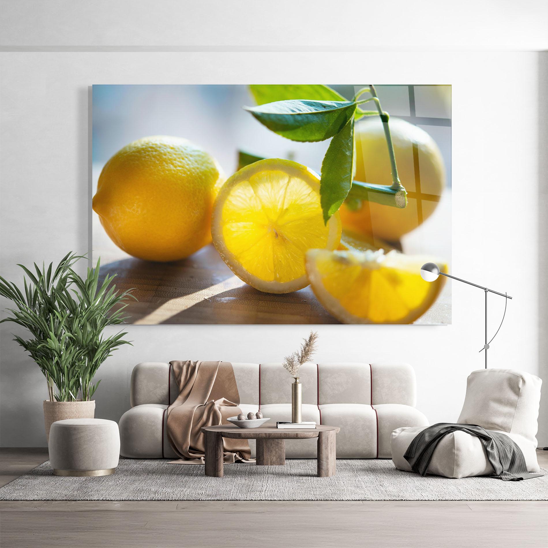Glasbild Lemon In The Sun mockup 9