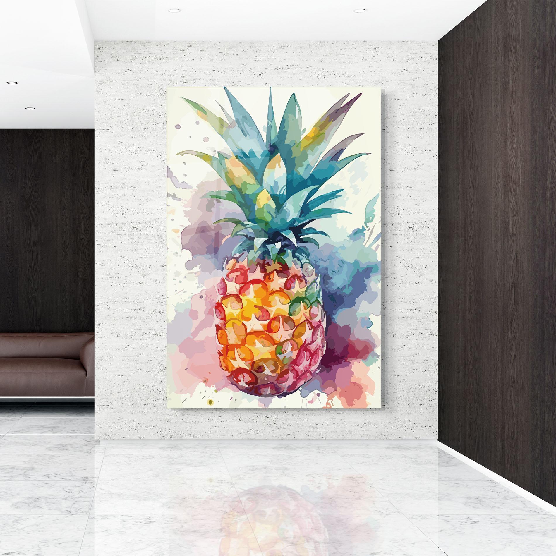 Glasbild Colorful Pineapple mockup 9