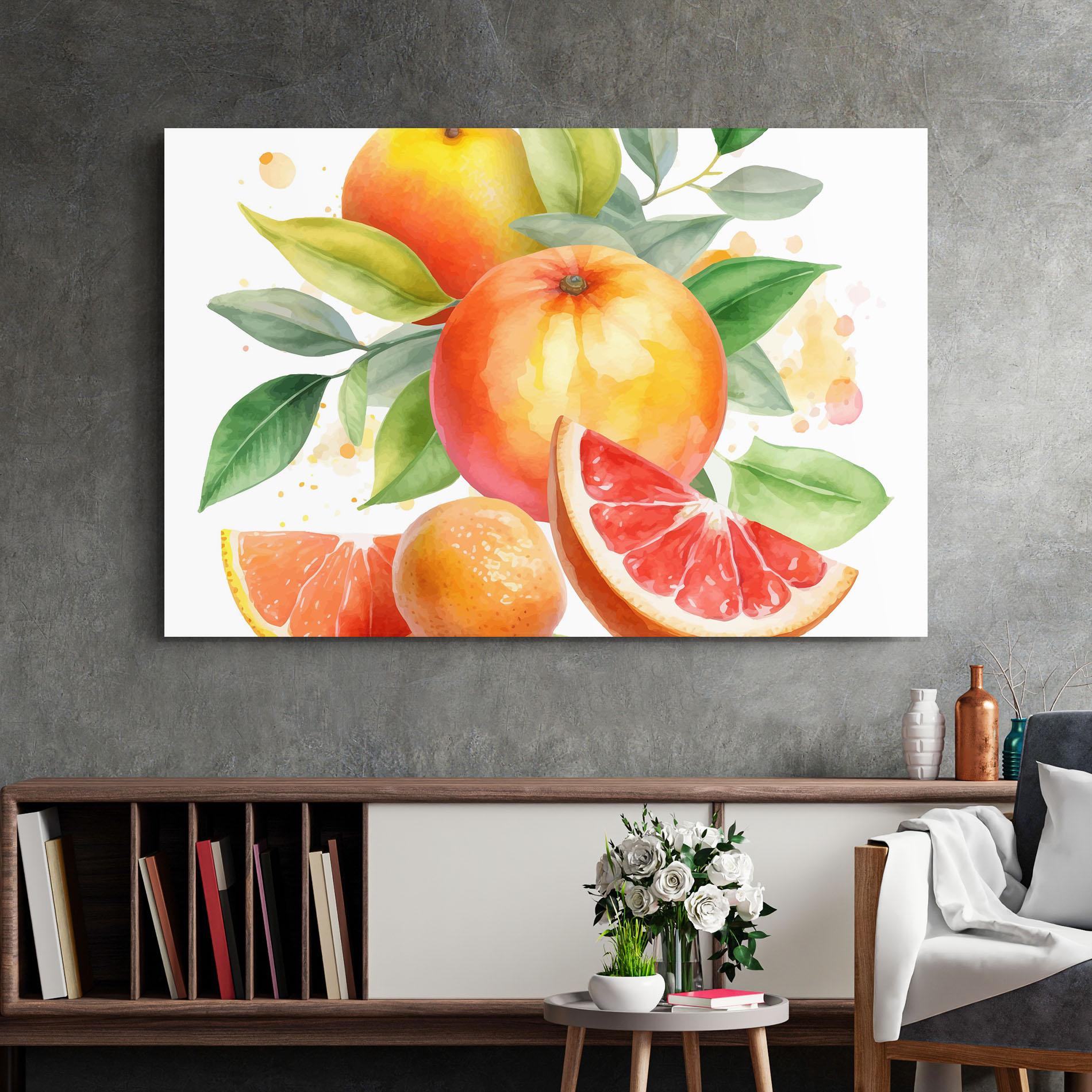 Glasbild Grapefruit Art mockup 2