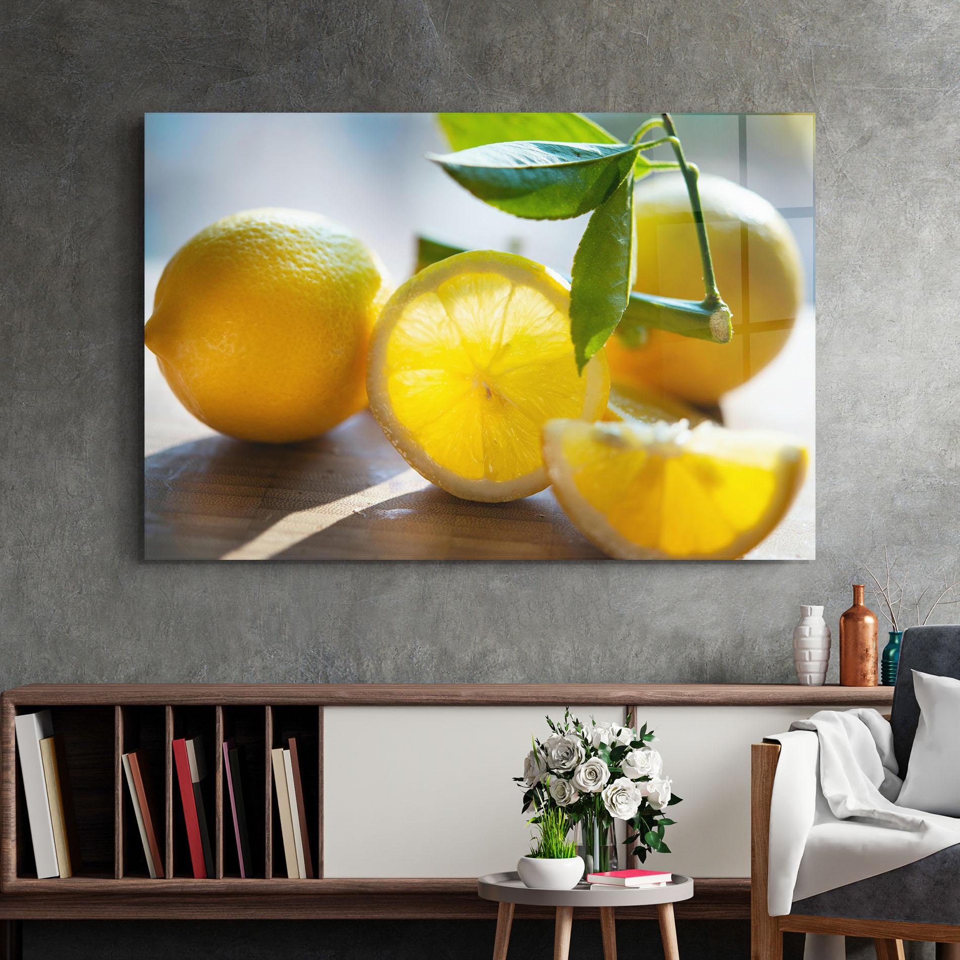 Glasbild Lemon In The Sun mockup 2