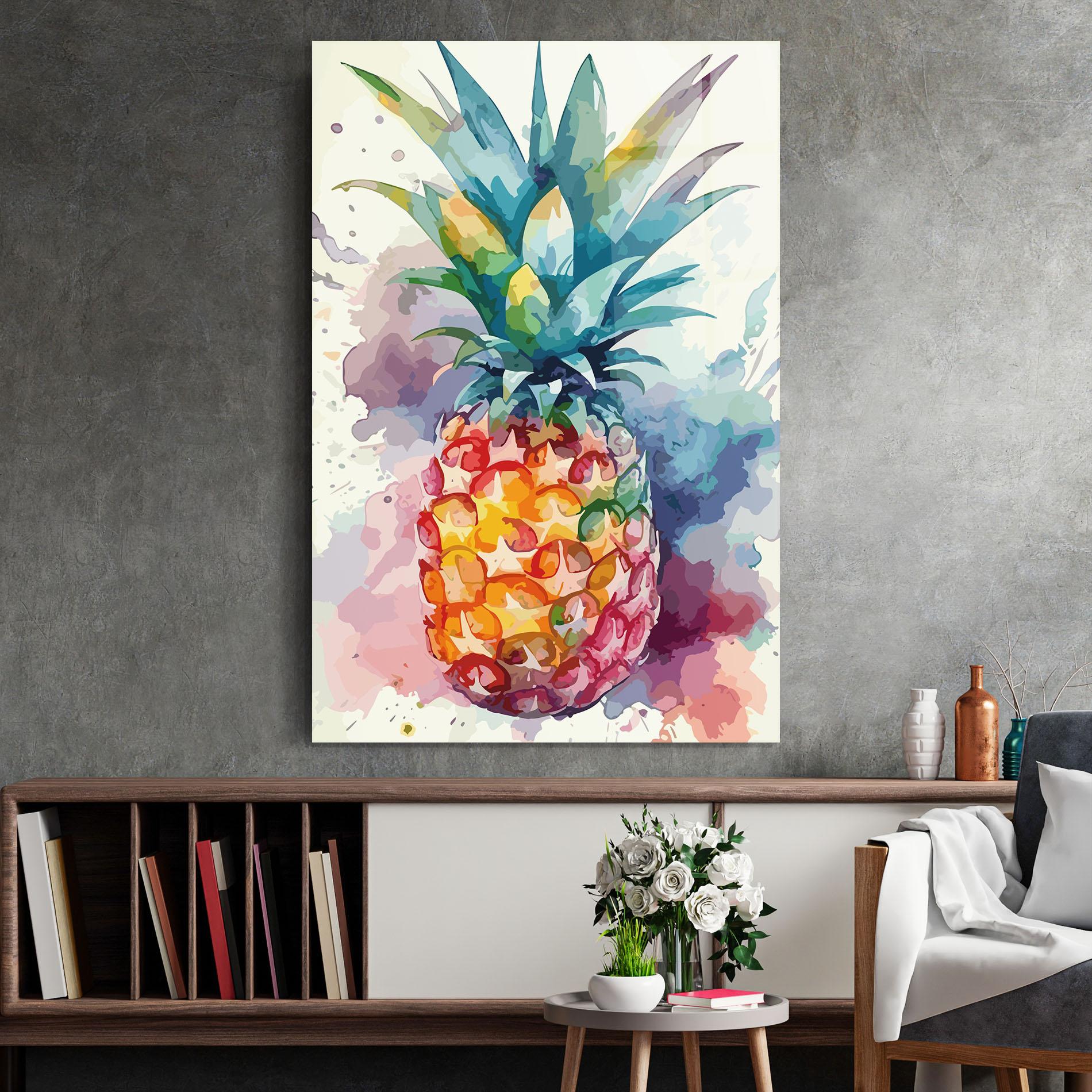 Glasbild Colorful Pineapple mockup 2