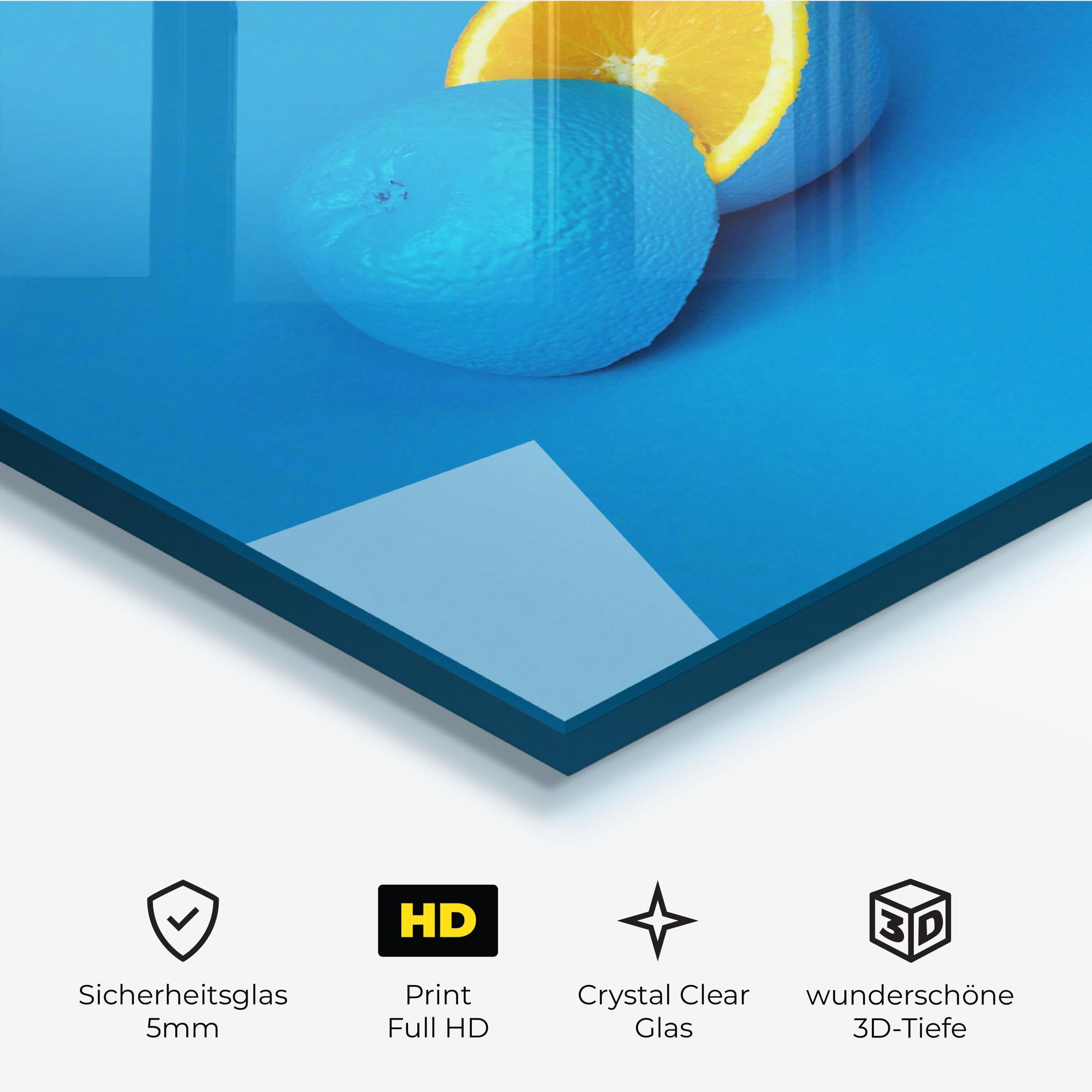 Glasbild Blue Orange mockup 3