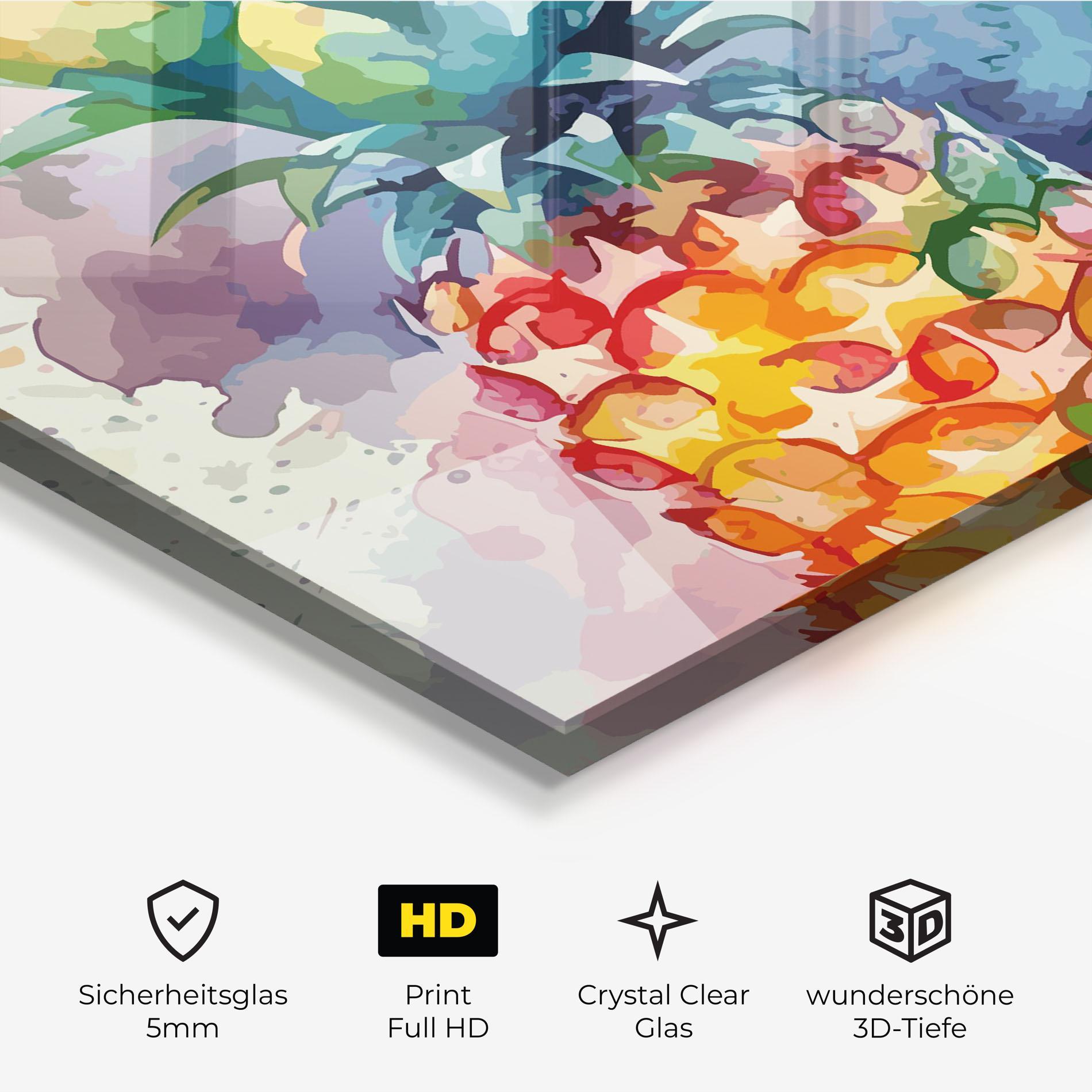 Glasbild Colorful Pineapple mockup 3