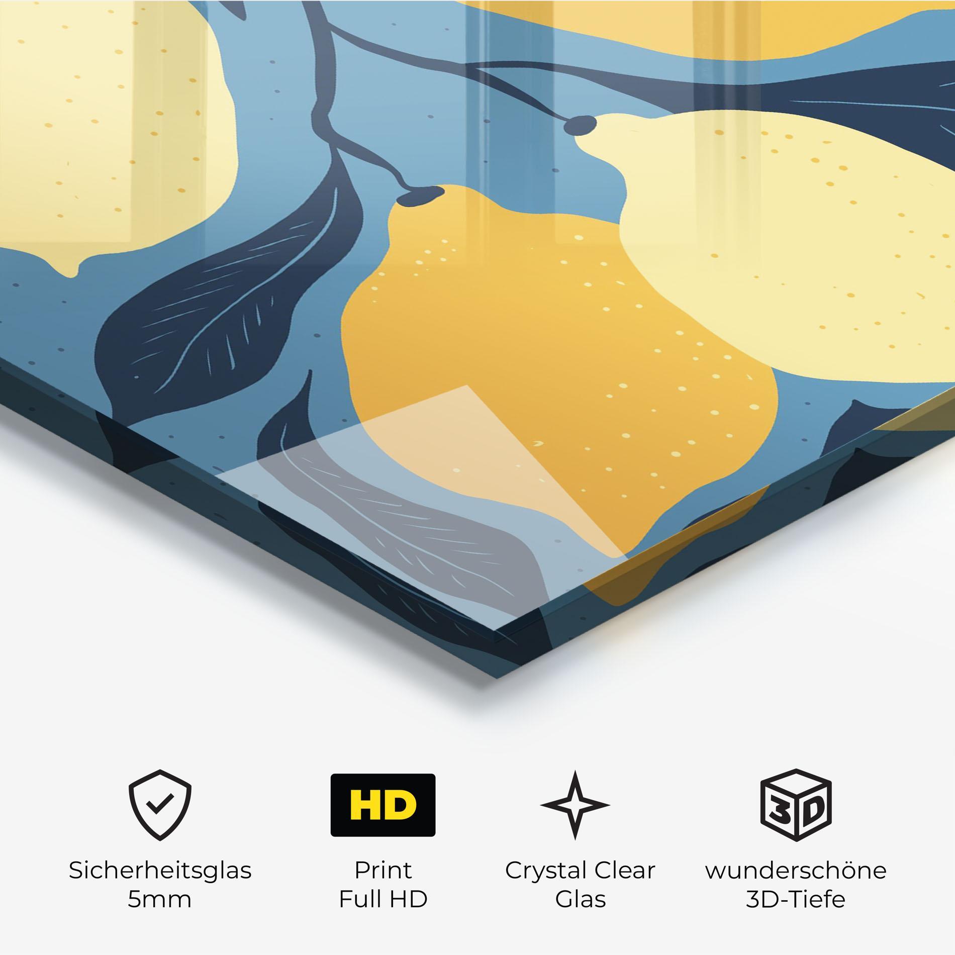 Glasbild Lemon On Blue mockup 3