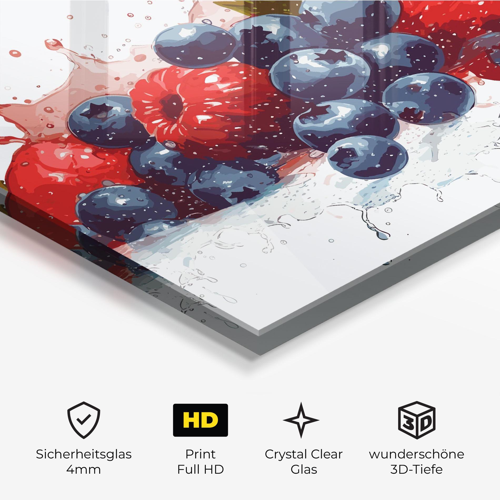 Glasbild Berries Art mockup 3