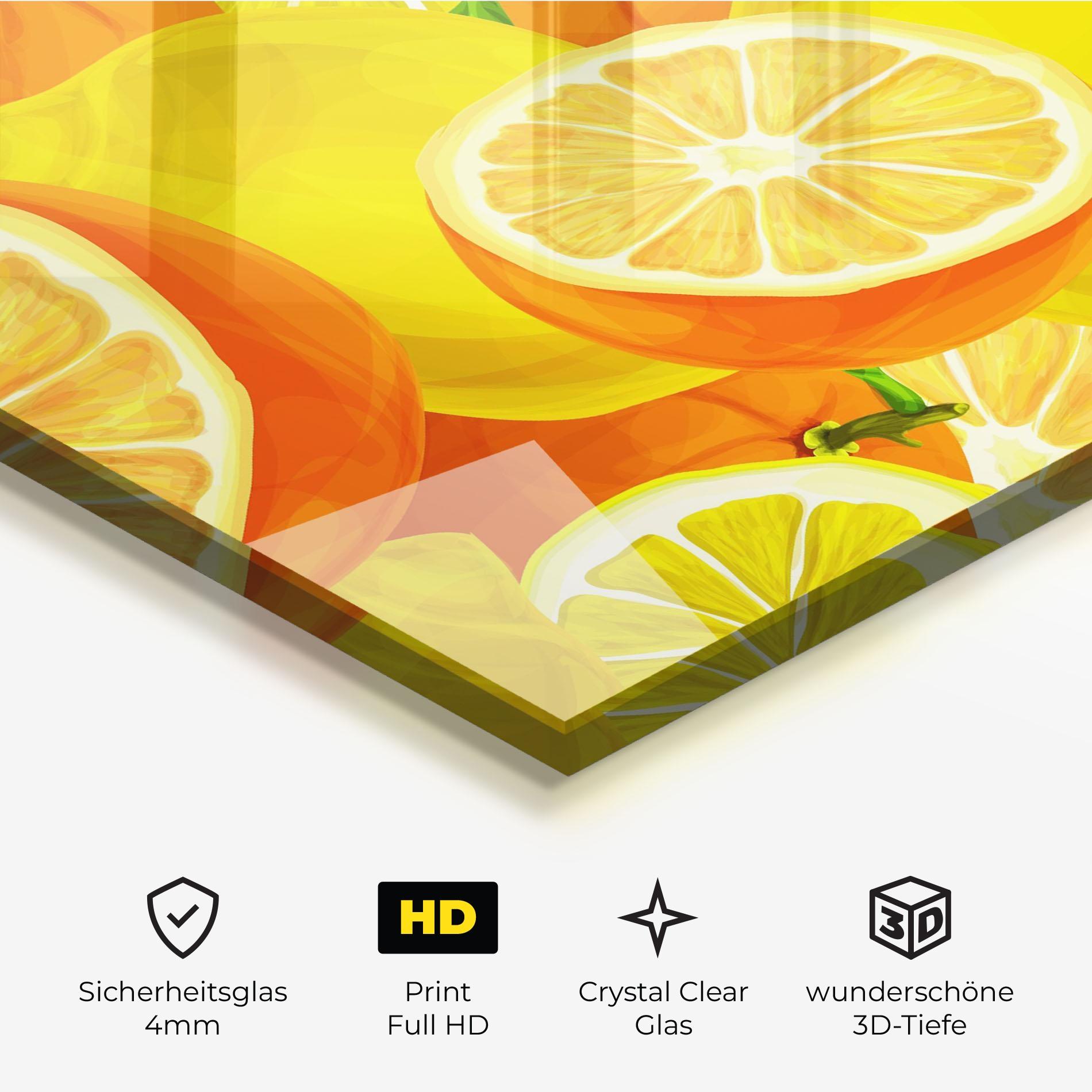 Glasbild Juicy Orange mockup 3