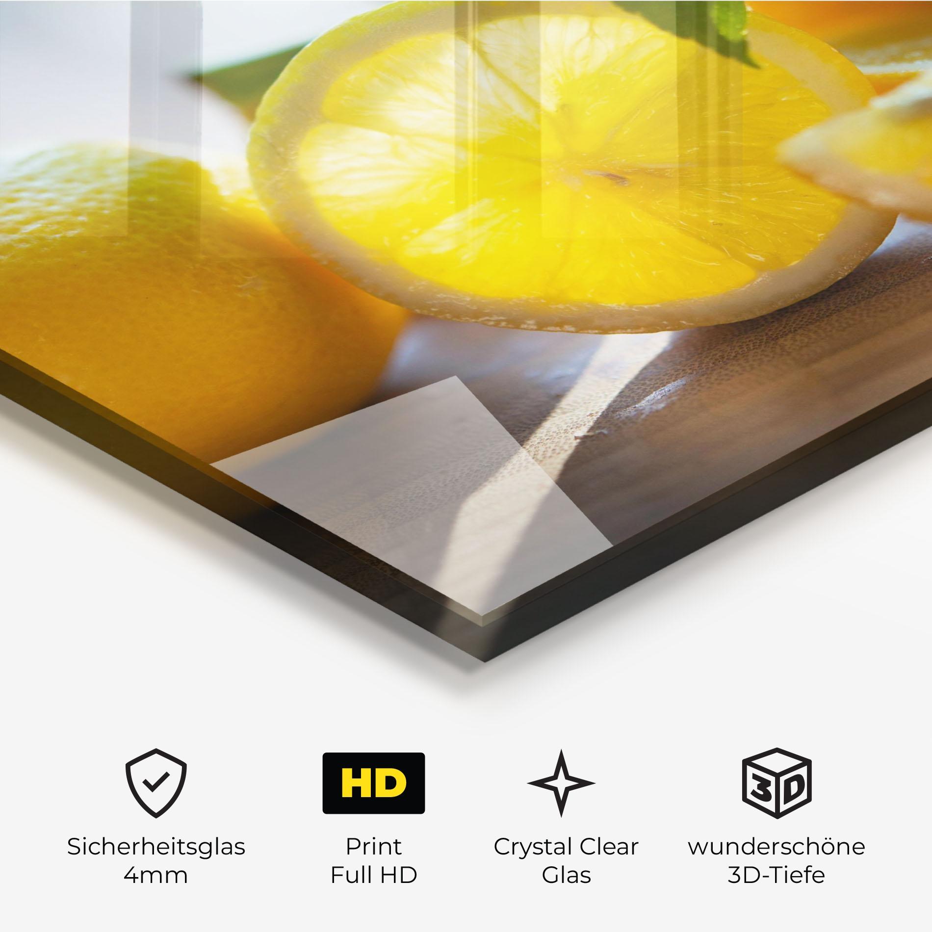 Glasbild Lemon In The Sun mockup 3