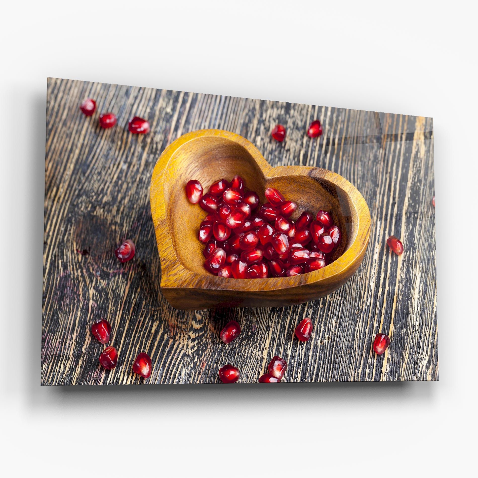Glasbild Heart Pomegranate Seeds mockup 6