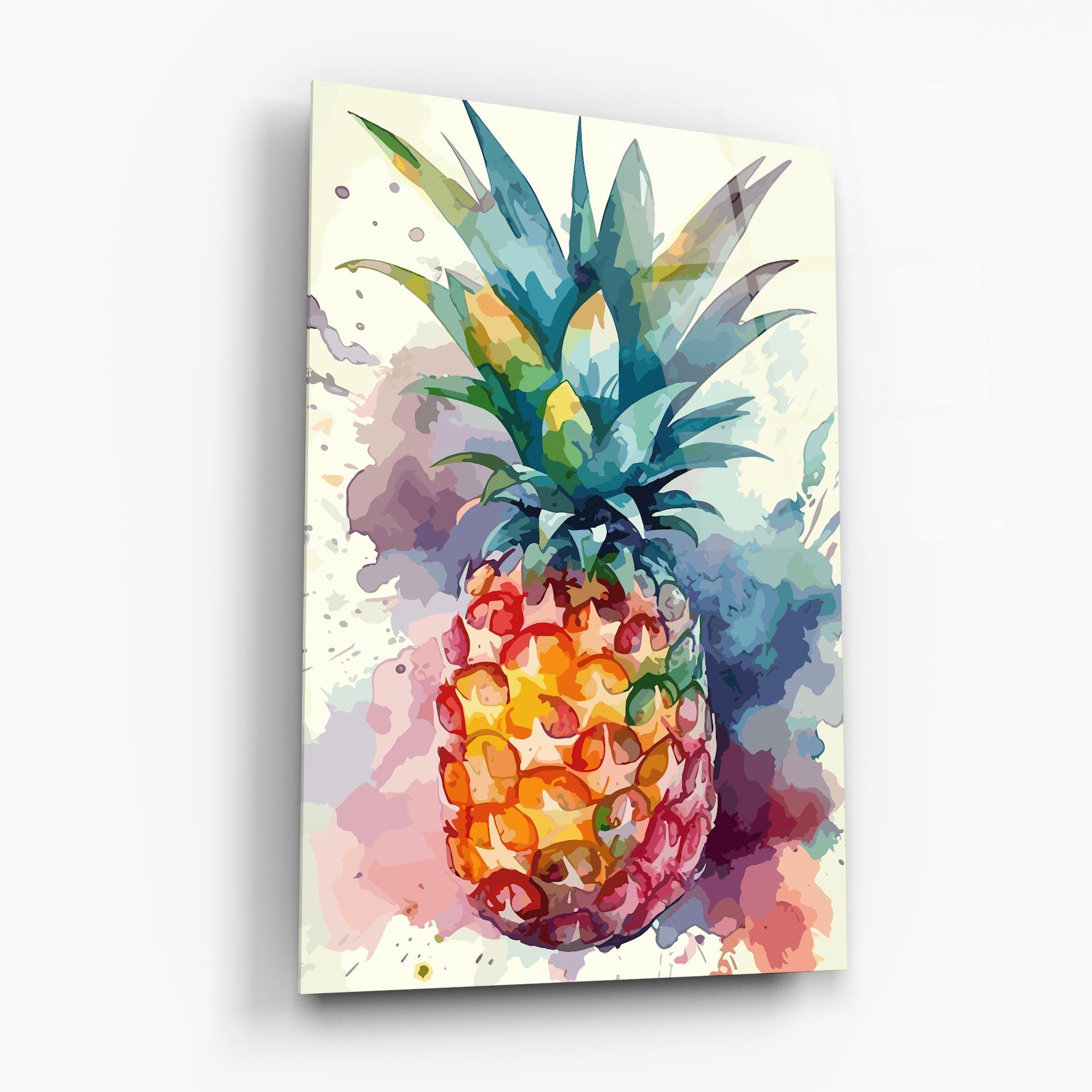 Glasbild Colorful Pineapple mockup 6
