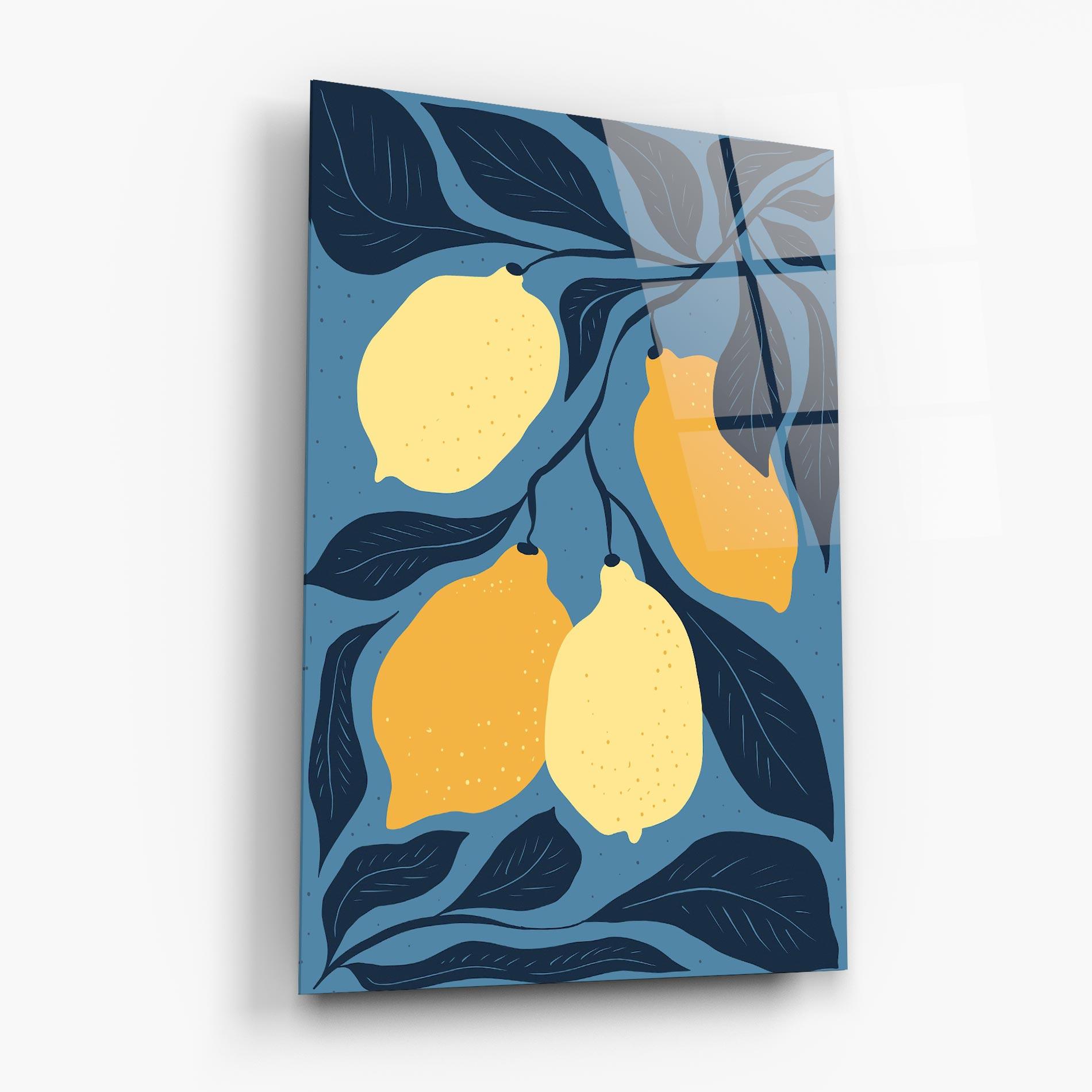 Glasbild Lemon On Blue mockup 6