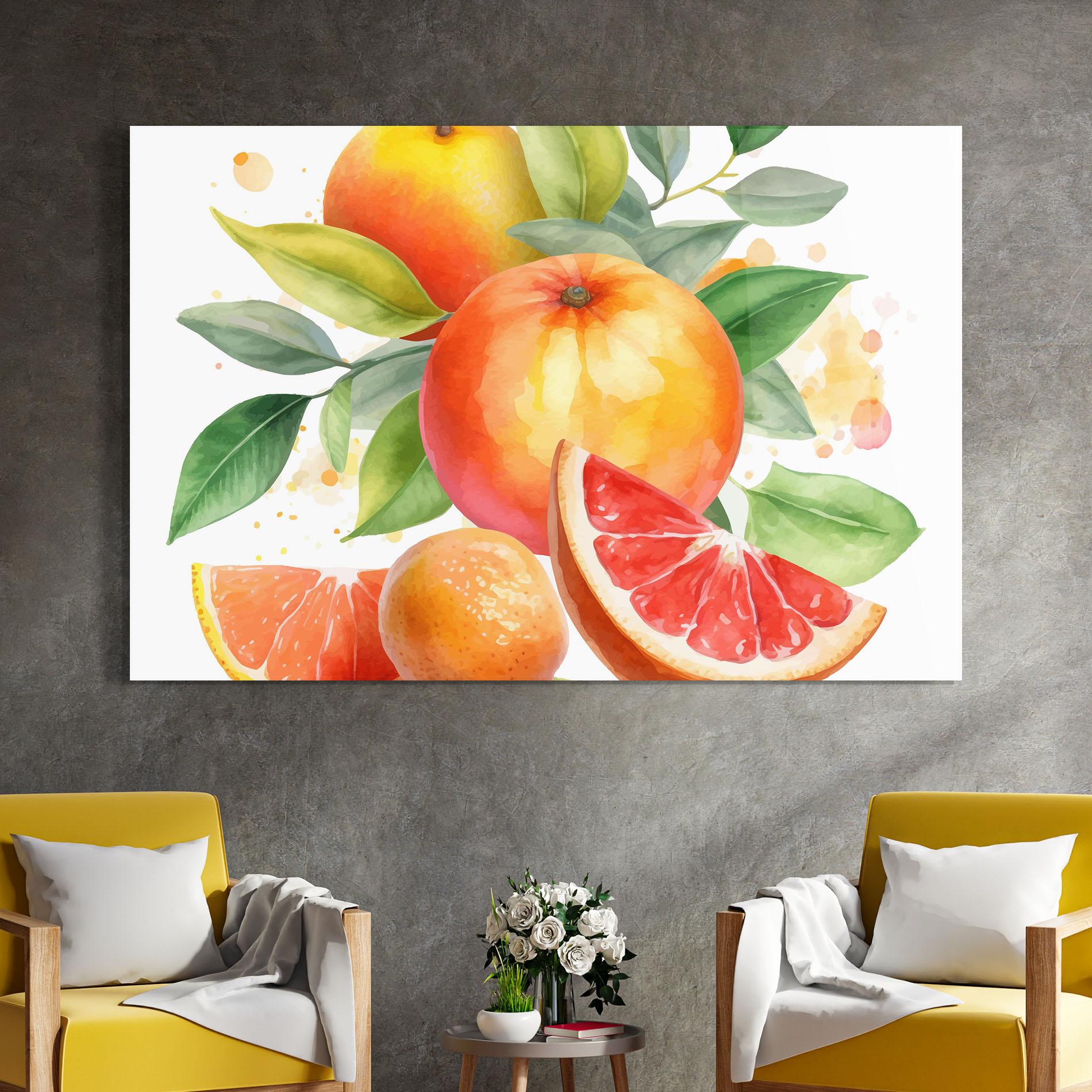 Glasbild Grapefruit Art mockup 4