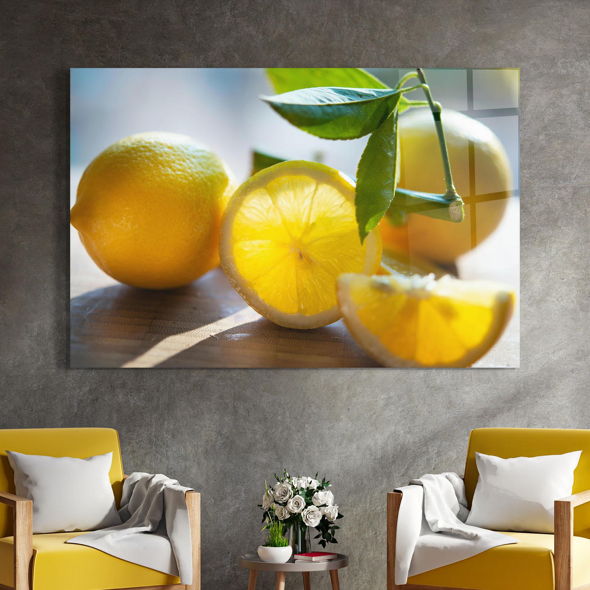 Glasbild Lemon In The Sun mockup 4