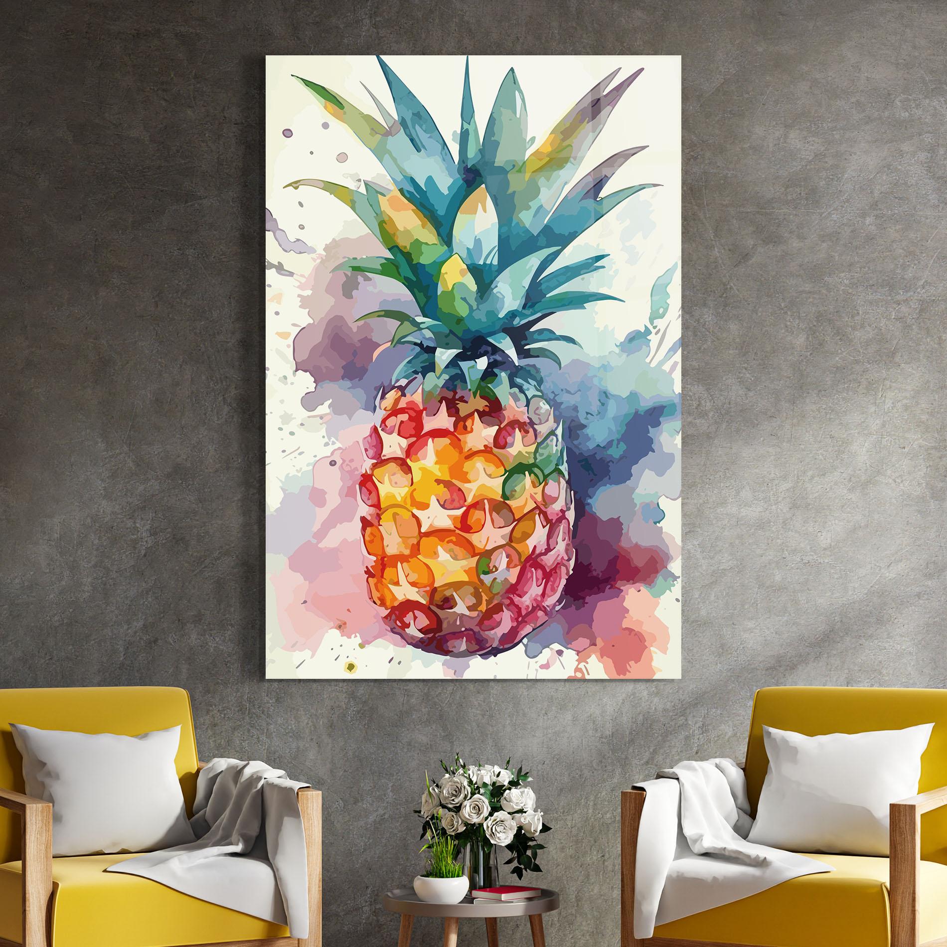 Glasbild Colorful Pineapple mockup 4
