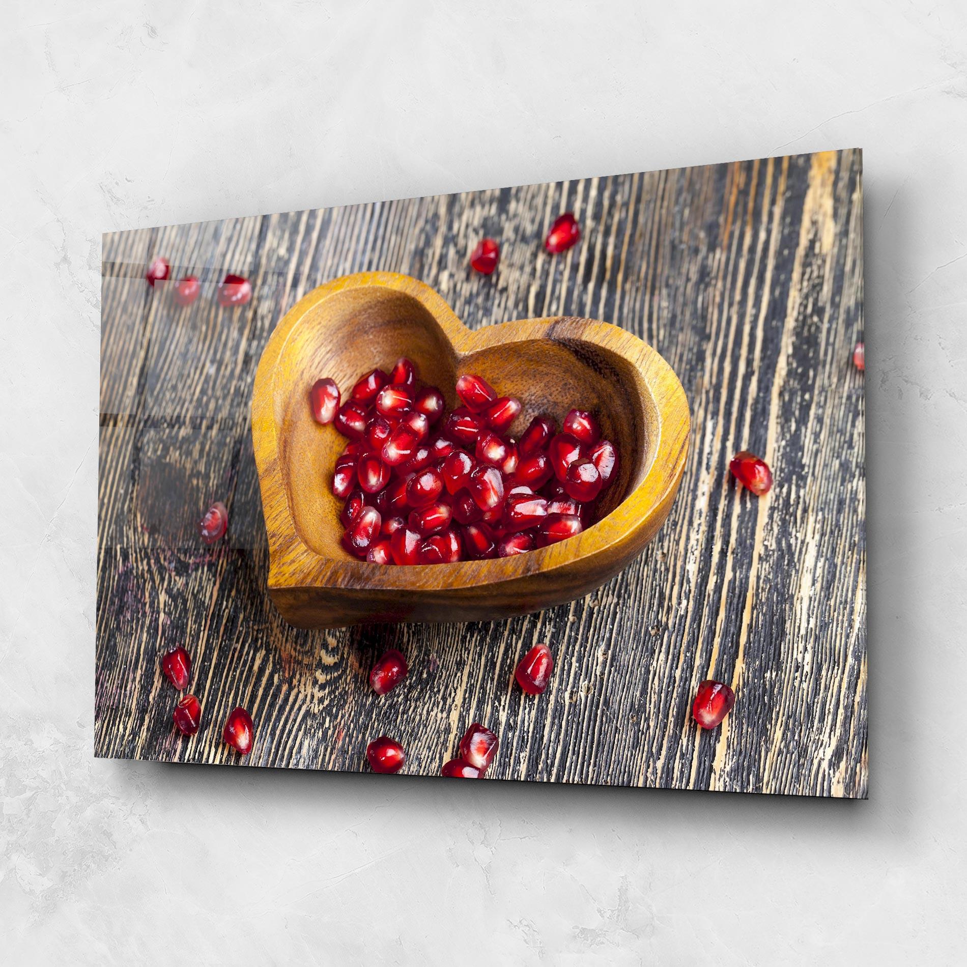 Glasbild Heart Pomegranate Seeds mockup 1