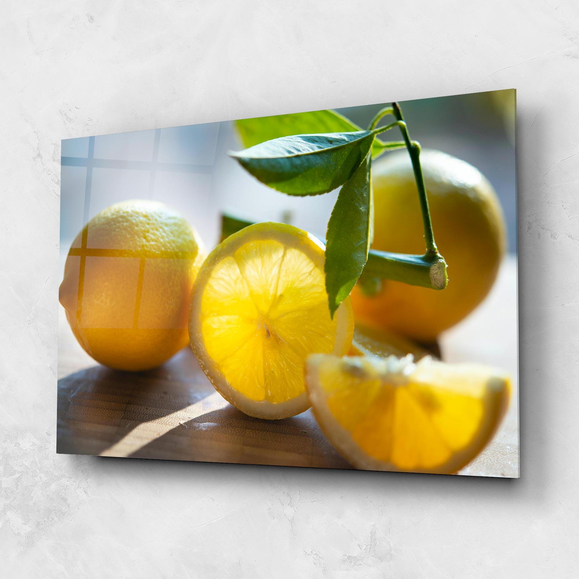 Glasbild Lemon In The Sun mockup 1