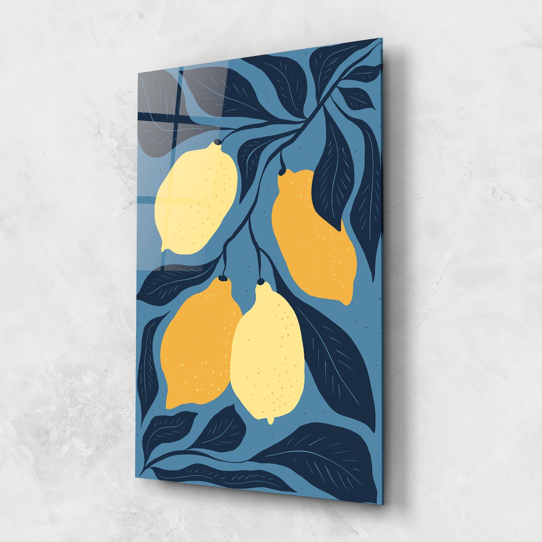 Glasbild Lemon On Blue mockup 1