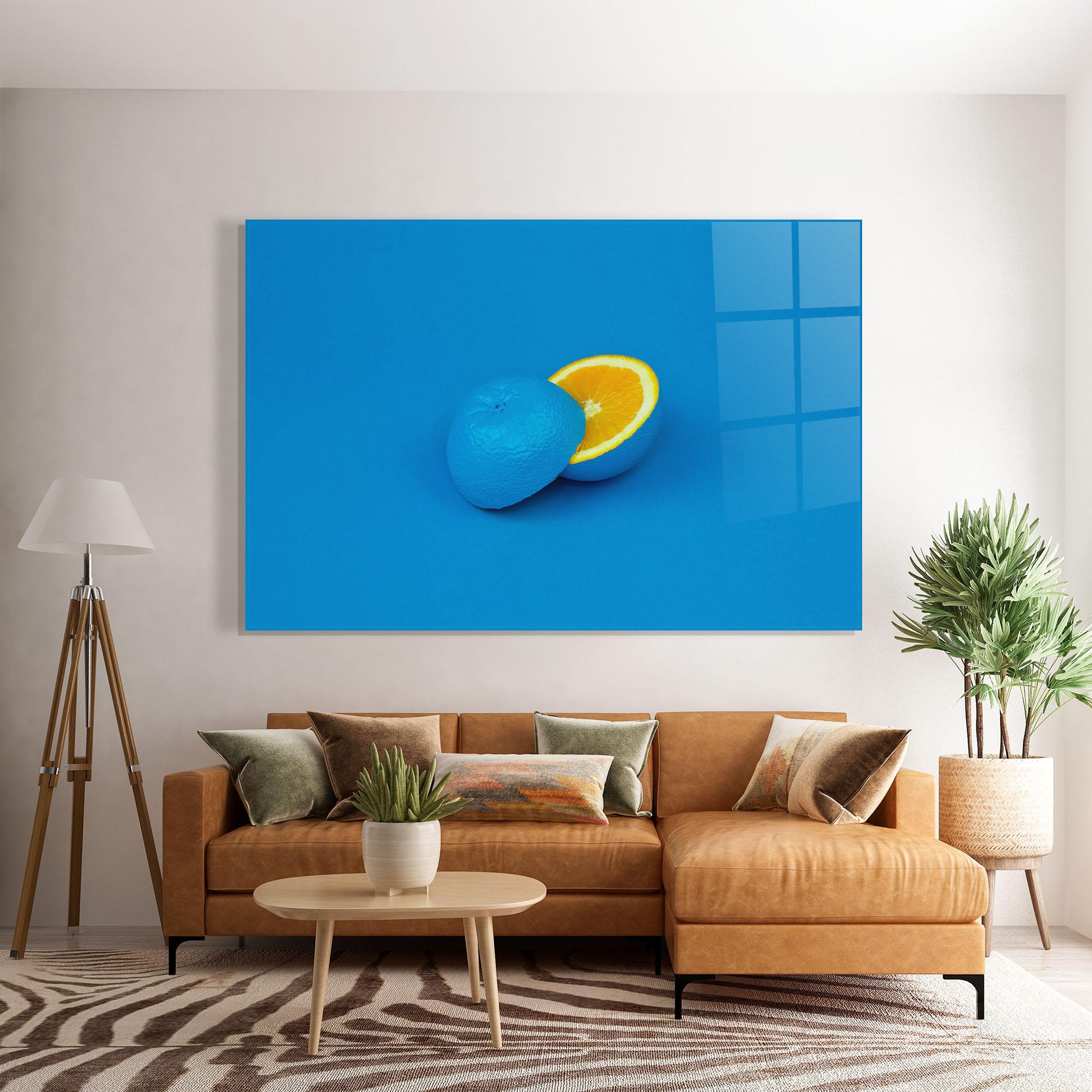 Glasbild Blue Orange mockup 7