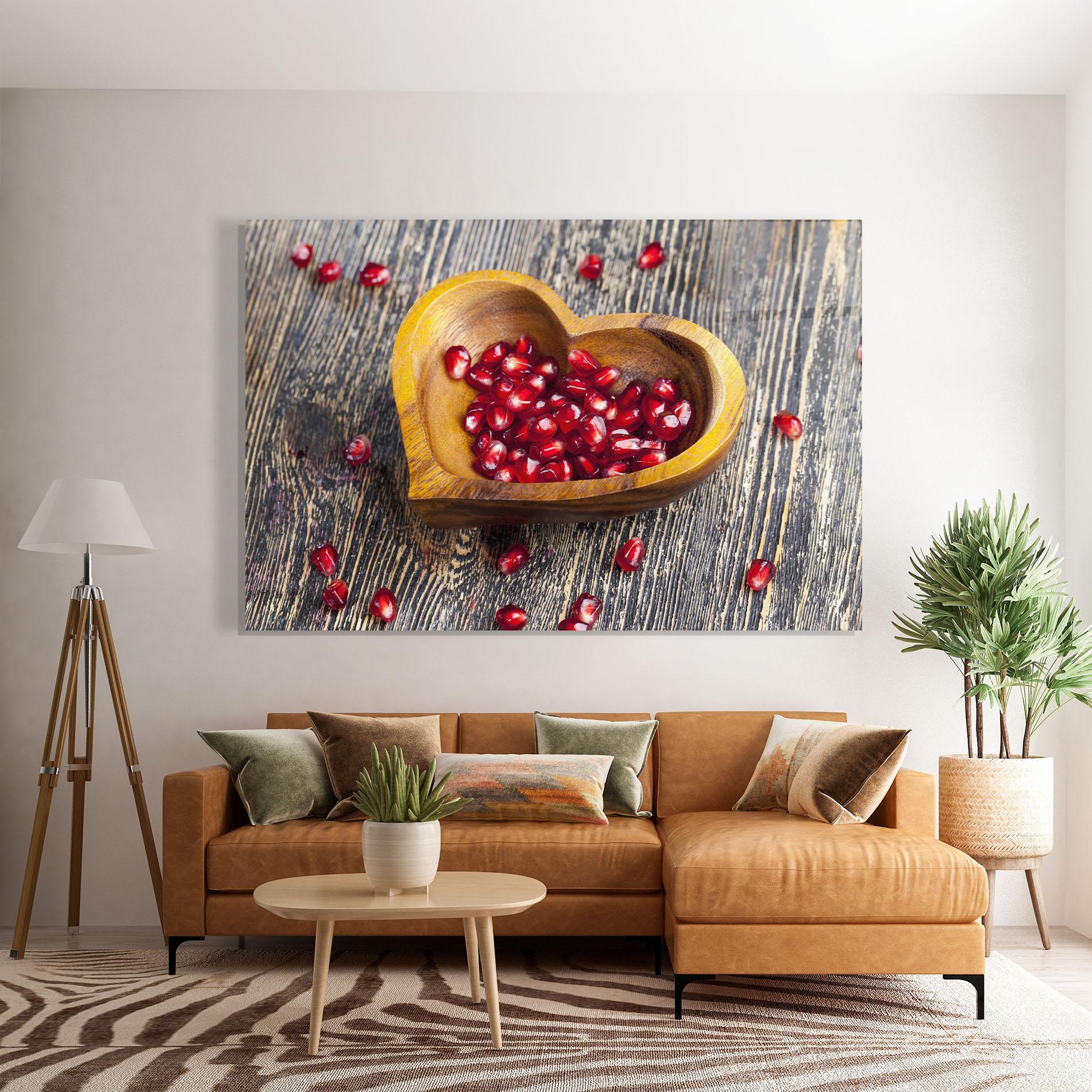 Glasbild Heart Pomegranate Seeds mockup 7