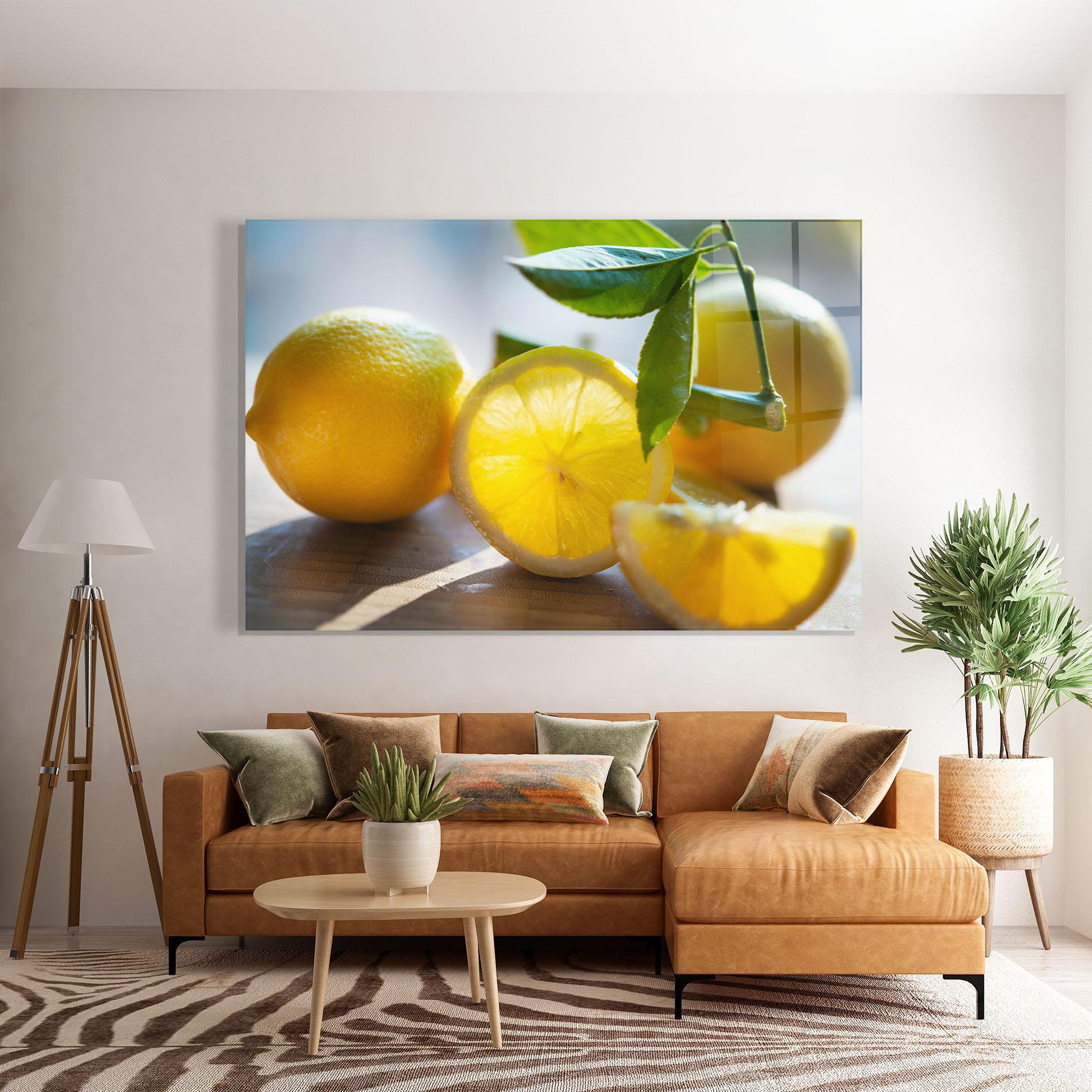 Glasbild Lemon In The Sun mockup 7