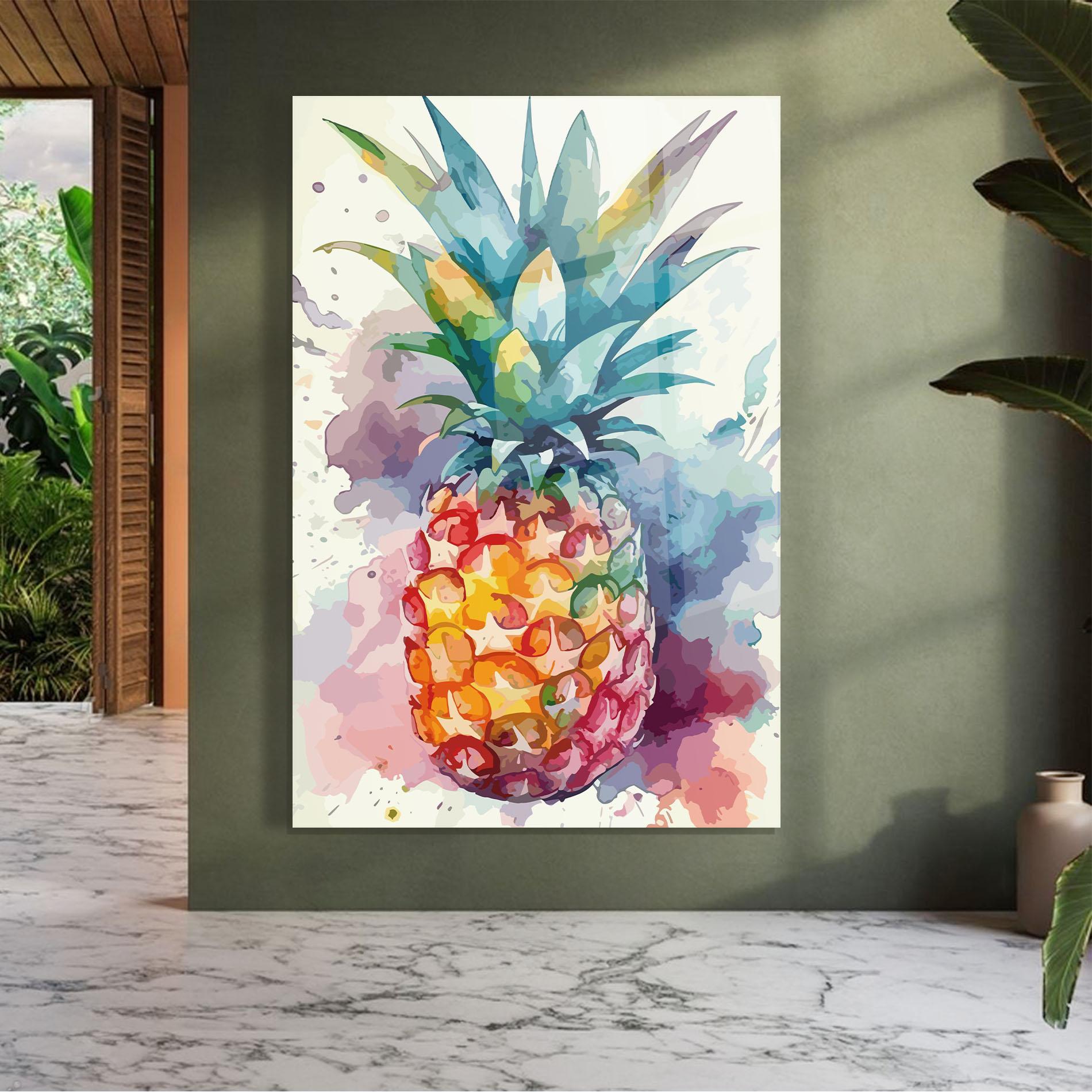 Glasbild Colorful Pineapple mockup 7