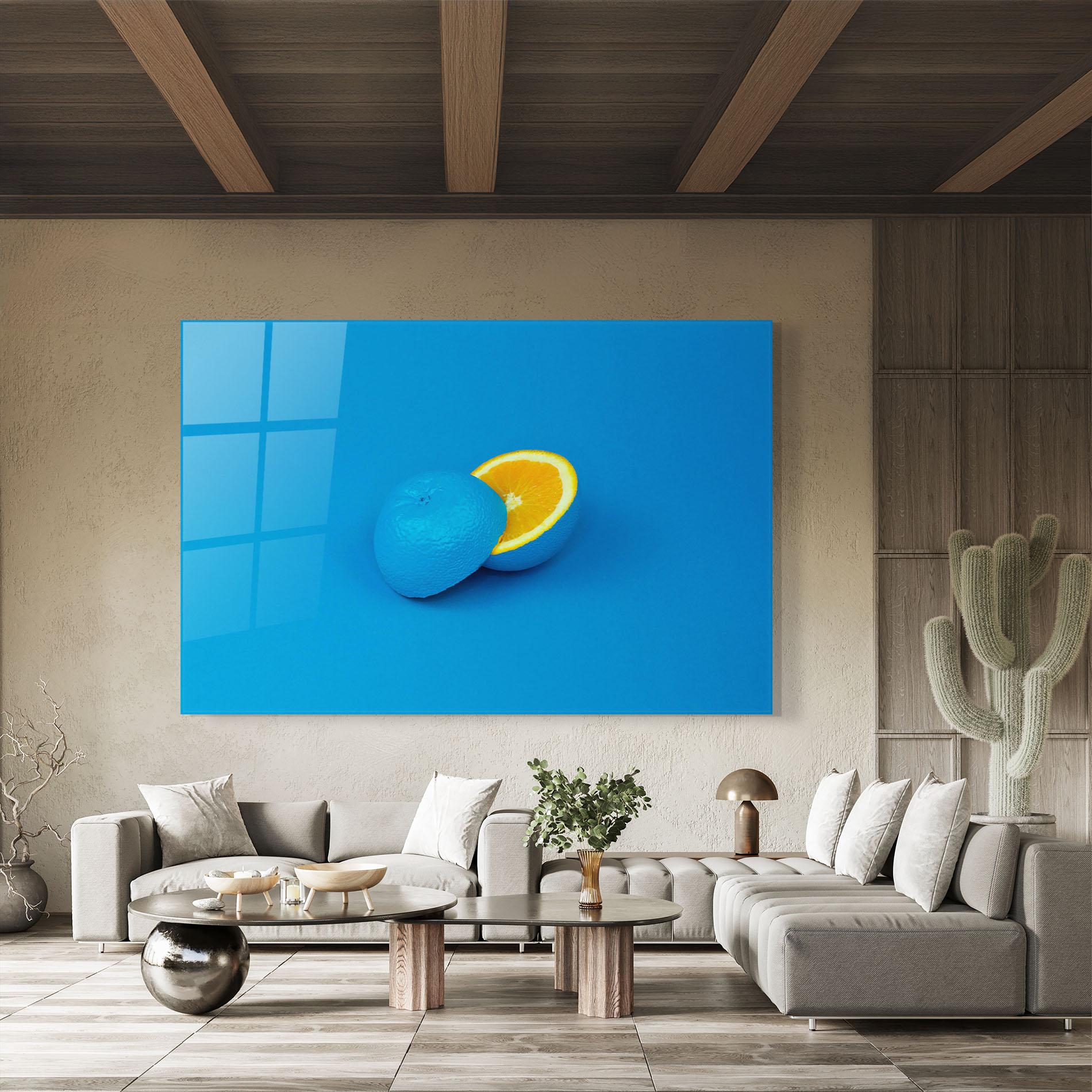 Glasbild Blue Orange mockup 8