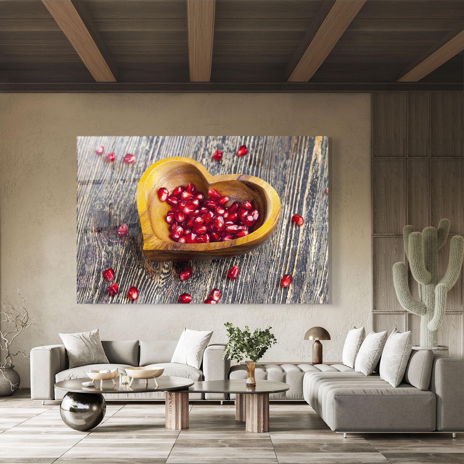 Glasbild Heart Pomegranate Seeds mockup 8