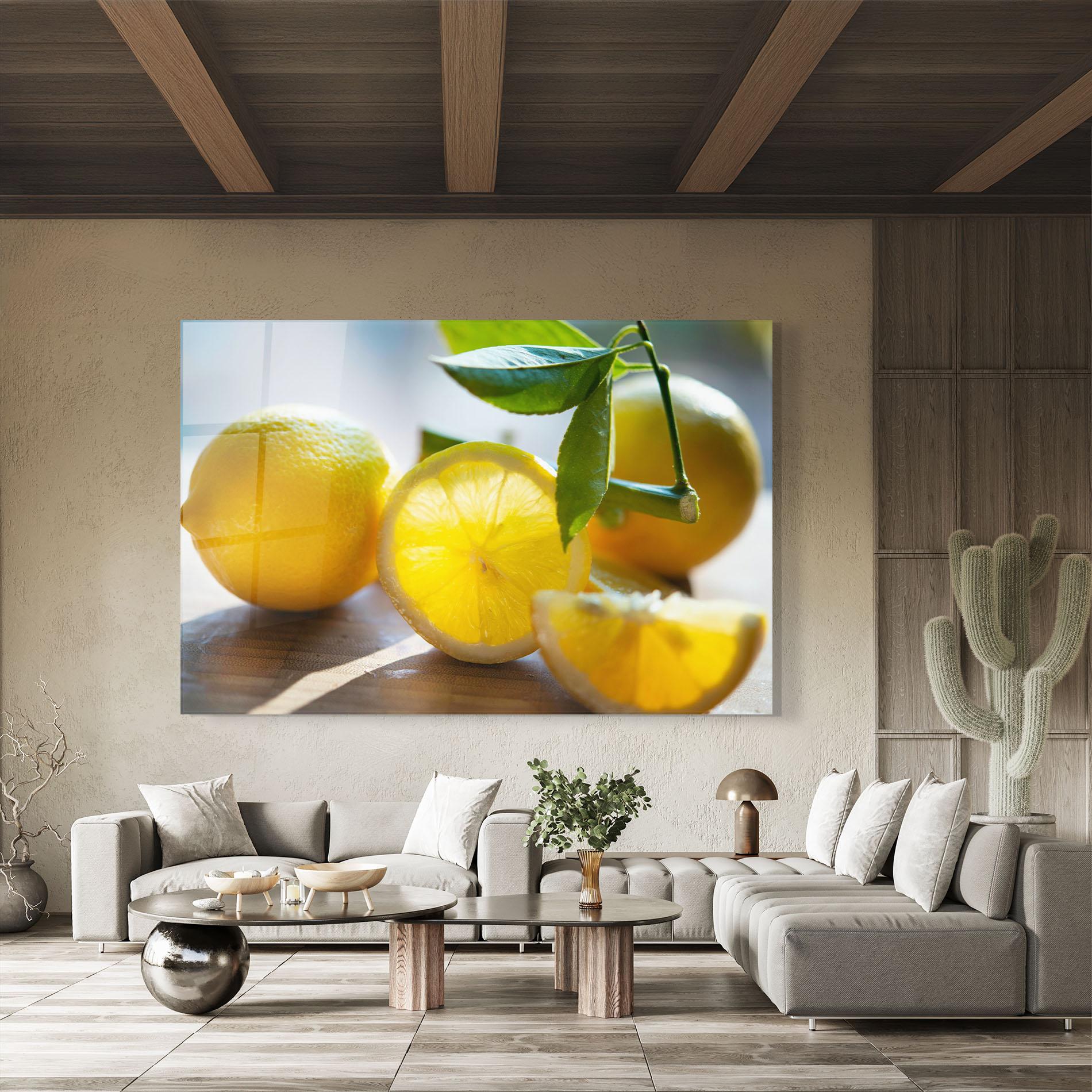 Glasbild Lemon In The Sun mockup 8