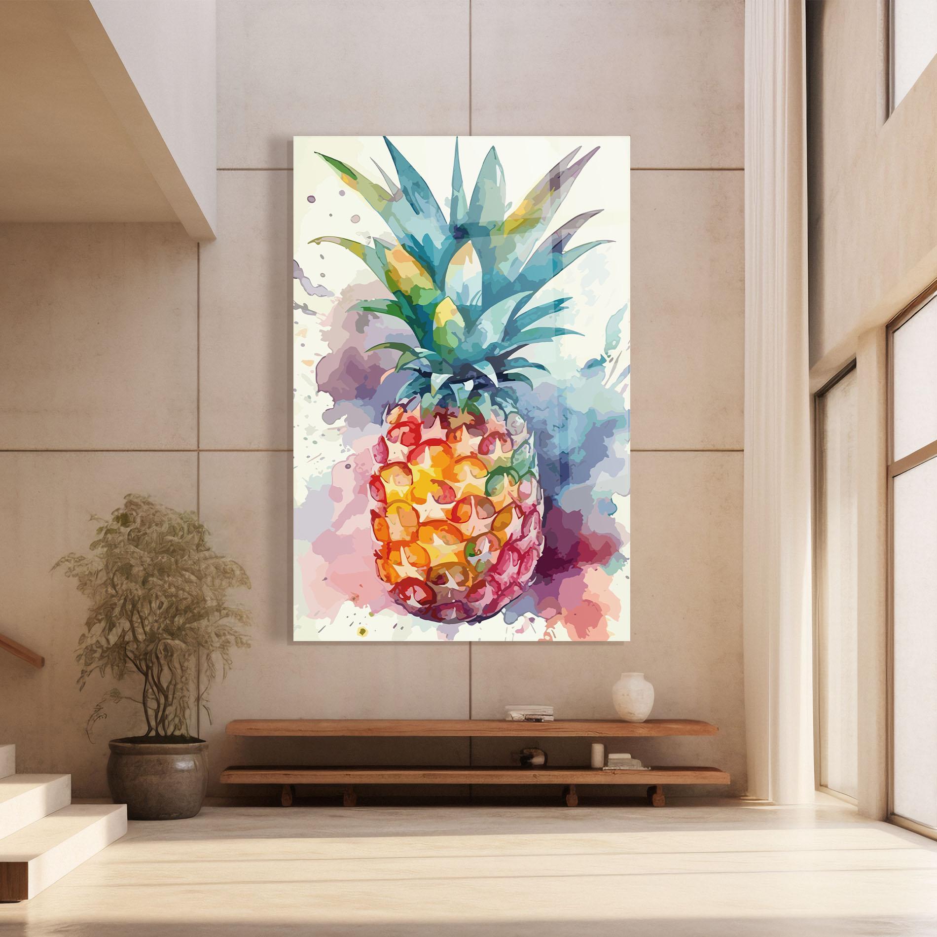 Glasbild Colorful Pineapple mockup 8