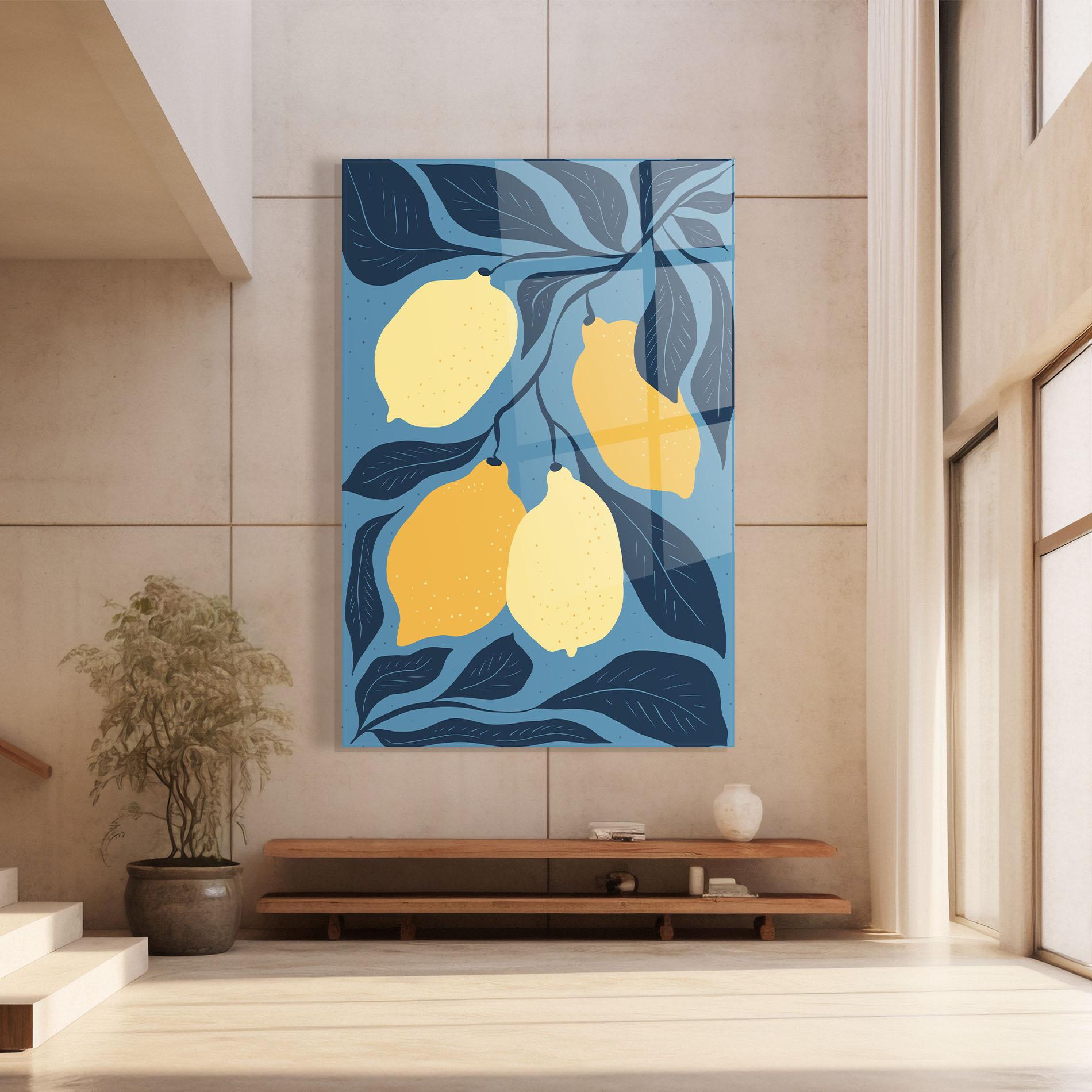 Glasbild Lemon On Blue mockup 8