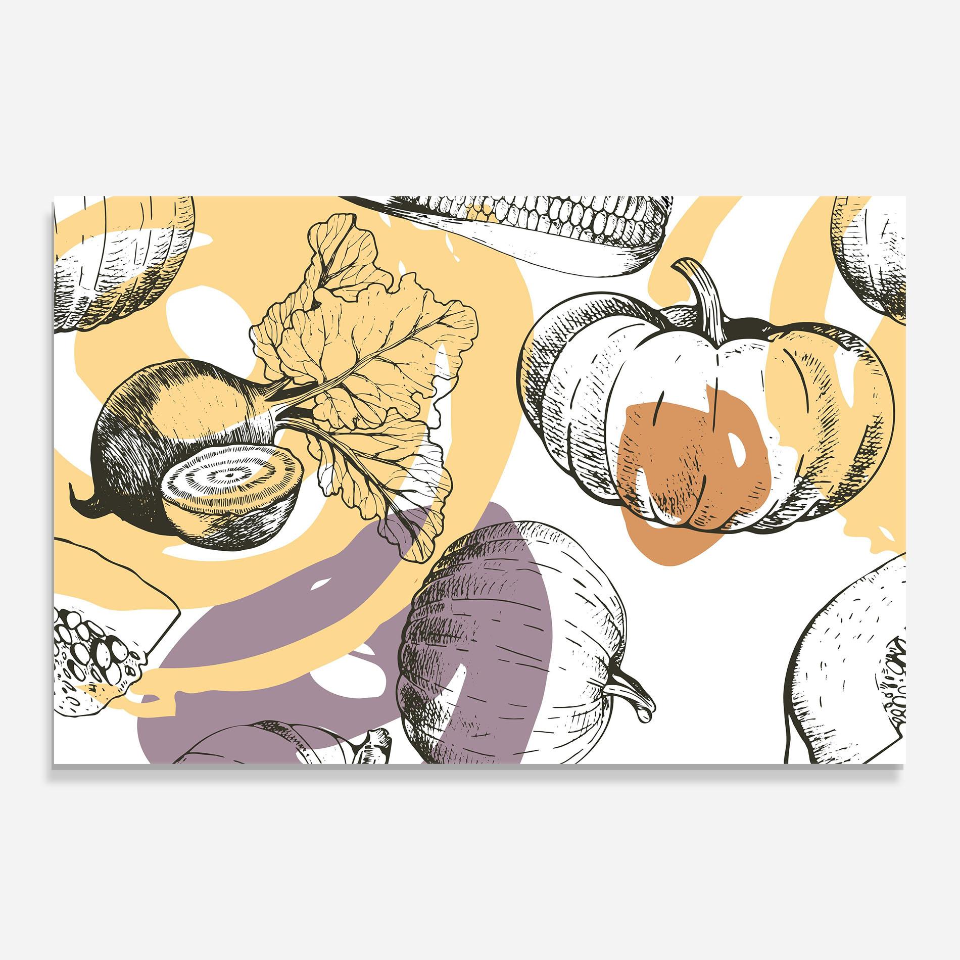 Glasbild Cream Vegetables Art mockup 0