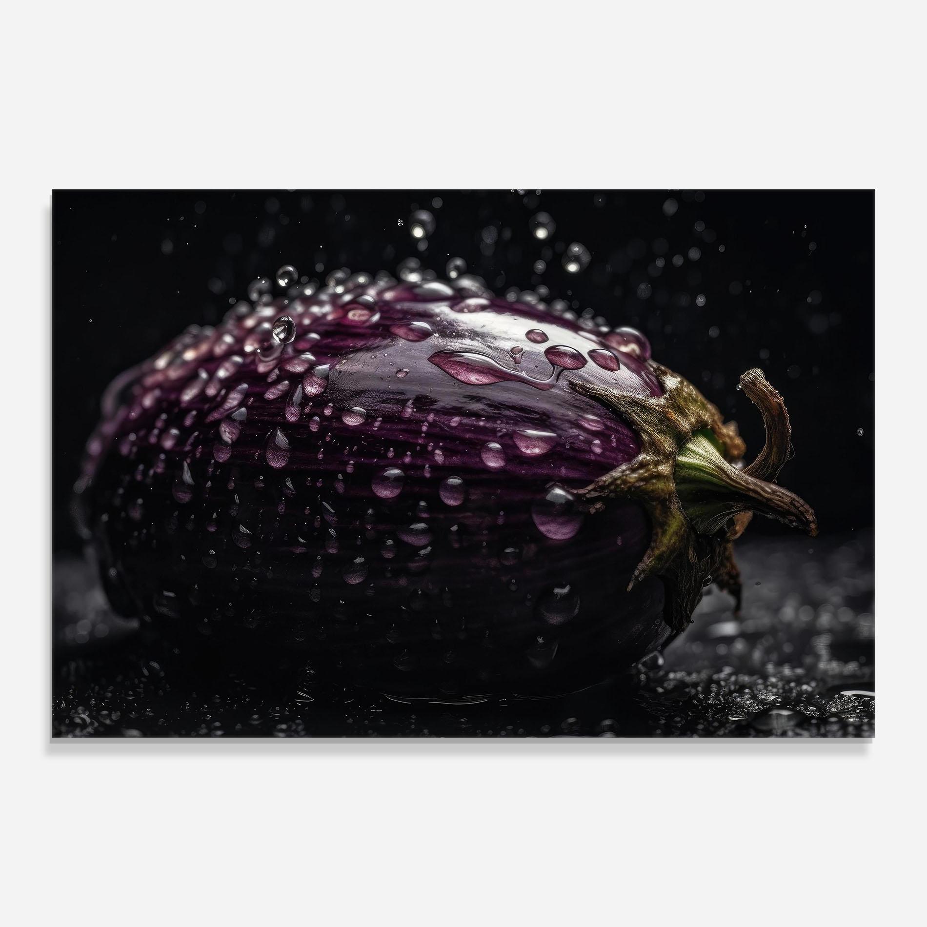Glasbild Eggplant Splash mockup 0